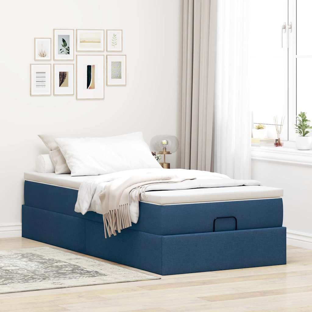 vidaXL Bett Ottoman-Bett mit Matratze Blau günstig online kaufen