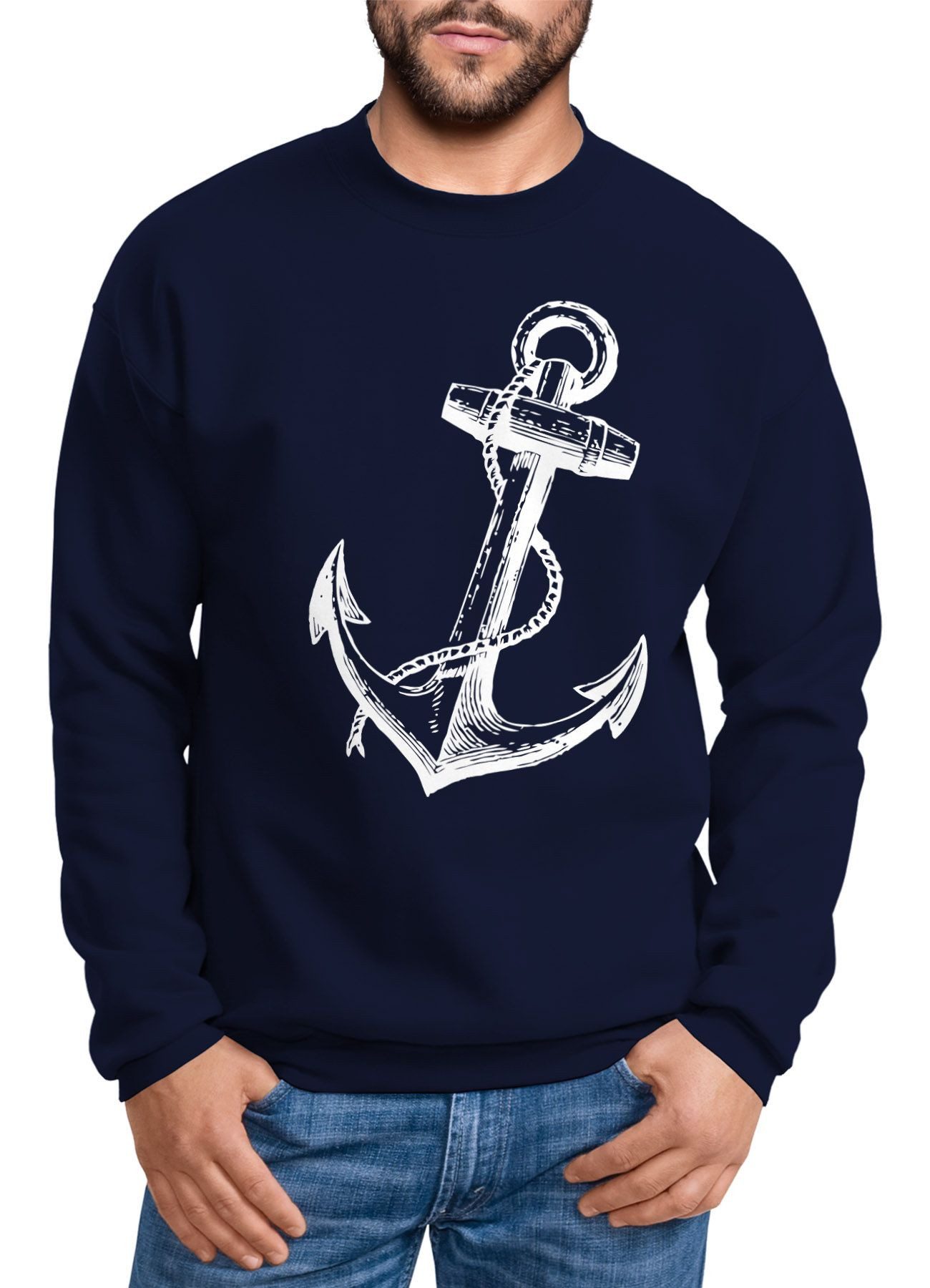 Sweatshirt Sweatshirt Herren Anker Anchor Rundhalspullover Pullover Moonworks®