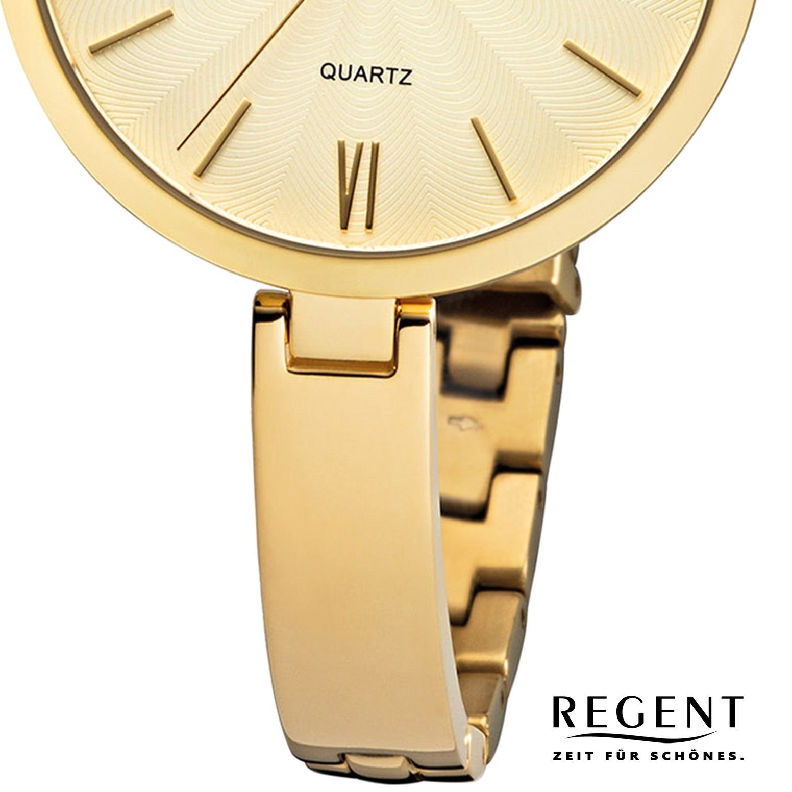Regent (ca. Damen Quarzwerk, Regent Armbanduhr F-1146 rund, 34mm), Metallarmband Metall mittel Quarzuhr Damen Uhr
