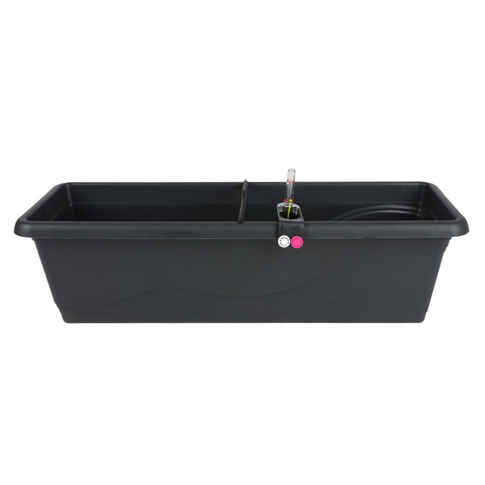 Plastkon Blumenkasten Blumenkasten anthrazit 59cm mit Bewässerung Balkonkasten Pflanzkasten