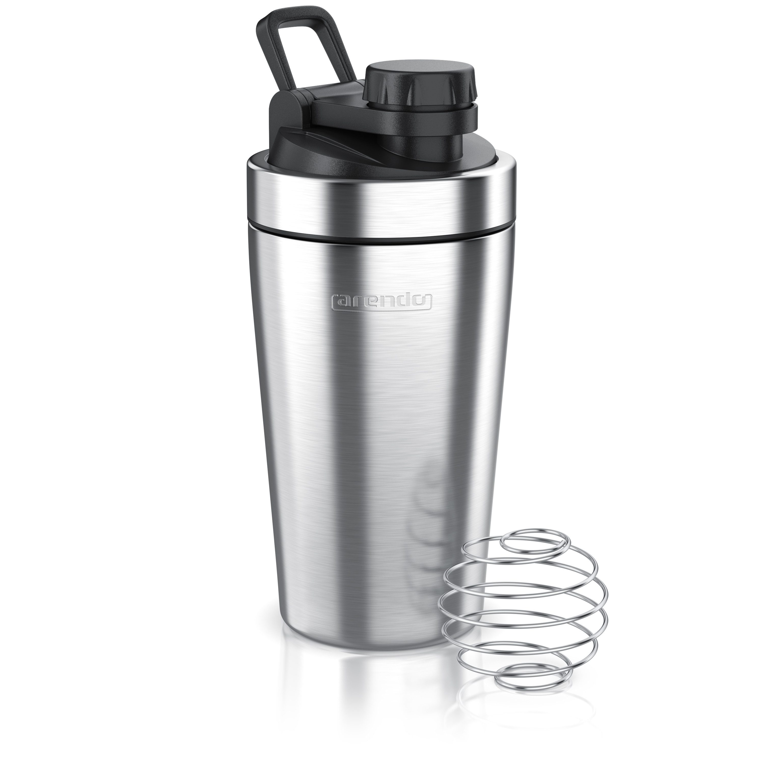 Arendo Protein Shaker Edelstahl Eiweißshaker 500 ml, verschließbar, bruchfest, BPA-frei, Edelstahl, (1-tlg), auslaufsicher, spülmaschinengeeignet, mit Tragegriff und Mixball