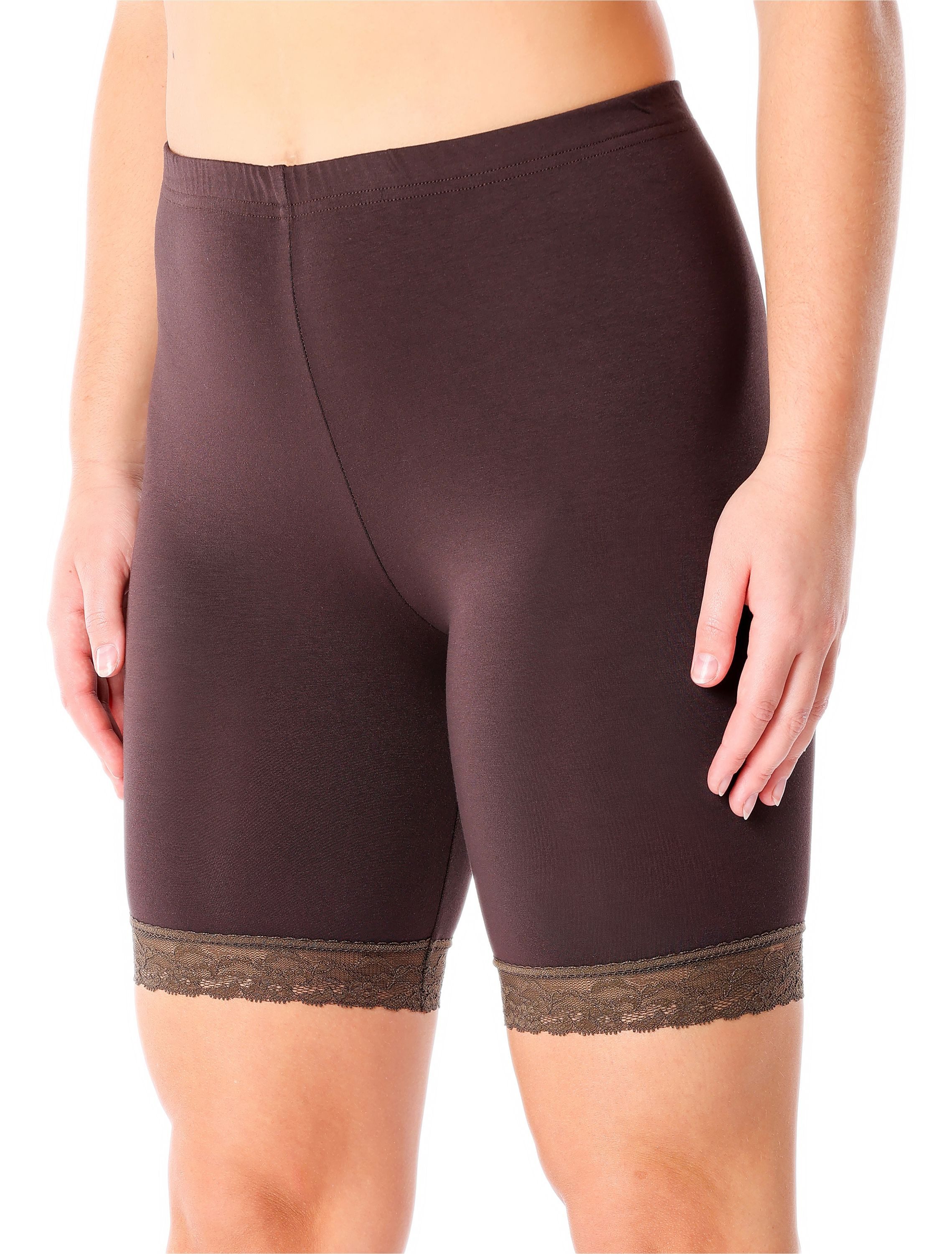 Merry Style Leggings Damen kurze High Waist Hose Radlerhose MS10-431 (1-tlg) mit Spitze