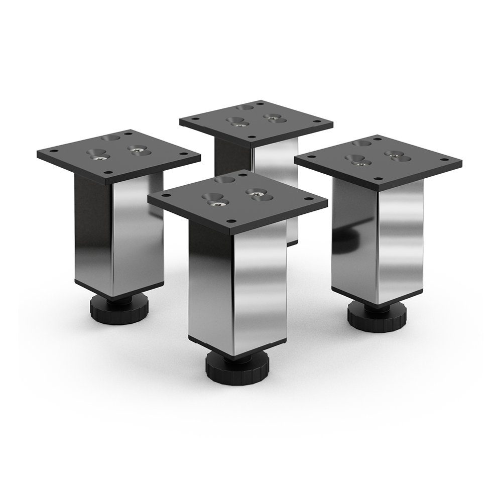 sossai® Möbelfuß Höhenverstellbare Aluminium Möbelfüße in Chrom, (4-St)