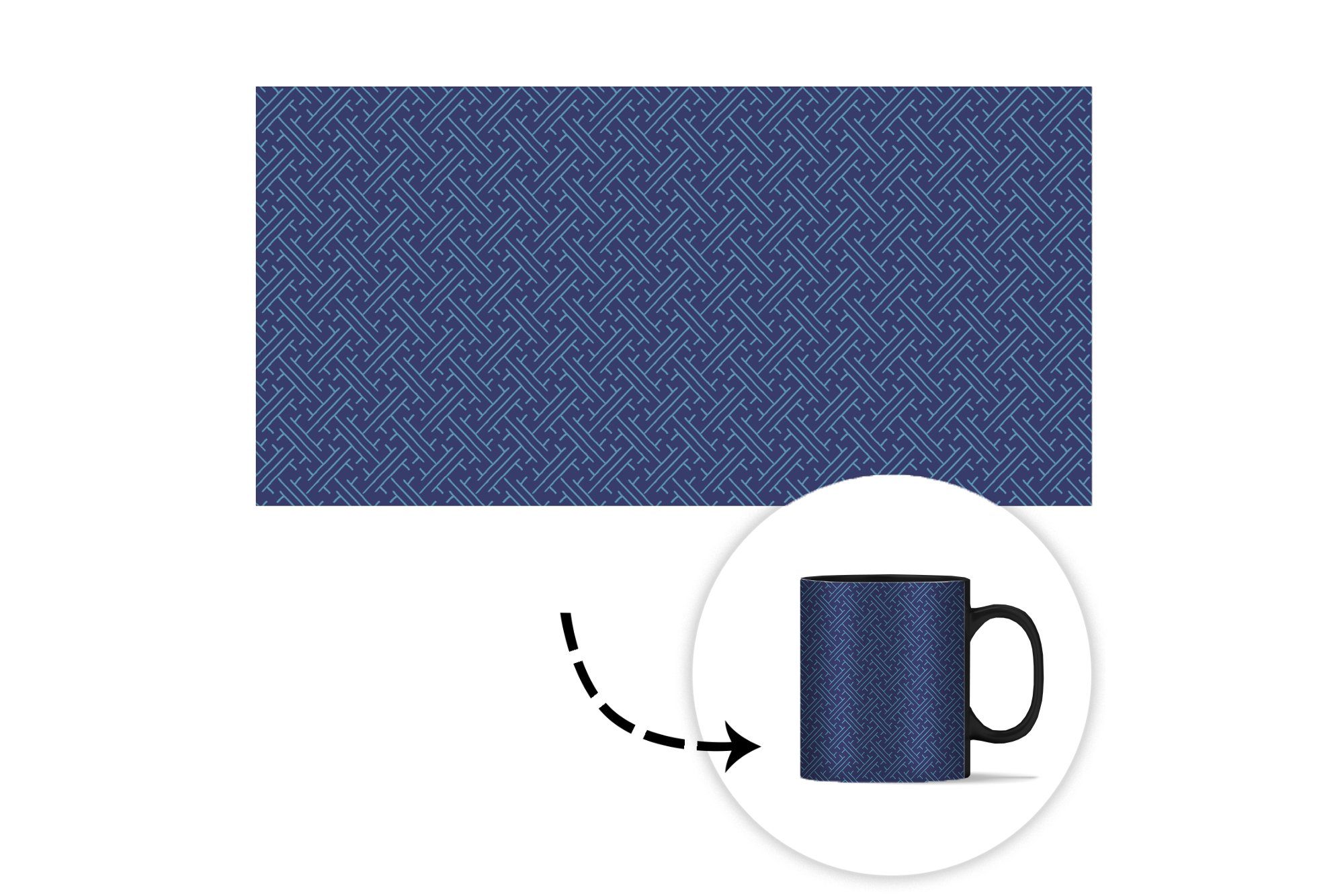 MuchoWow Tasse Japanisch - Keramik, - Kaffeetassen, Zaubertasse, Farbwechsel, Muster Teetasse, Geschenk Geometrie