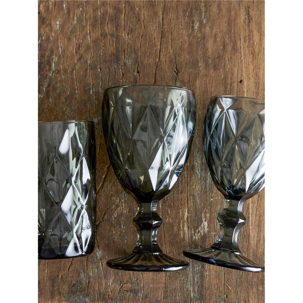 Bloomingville Weinglas Asana, Grau 260ml Glas Facettenmuster spülmaschinenfest