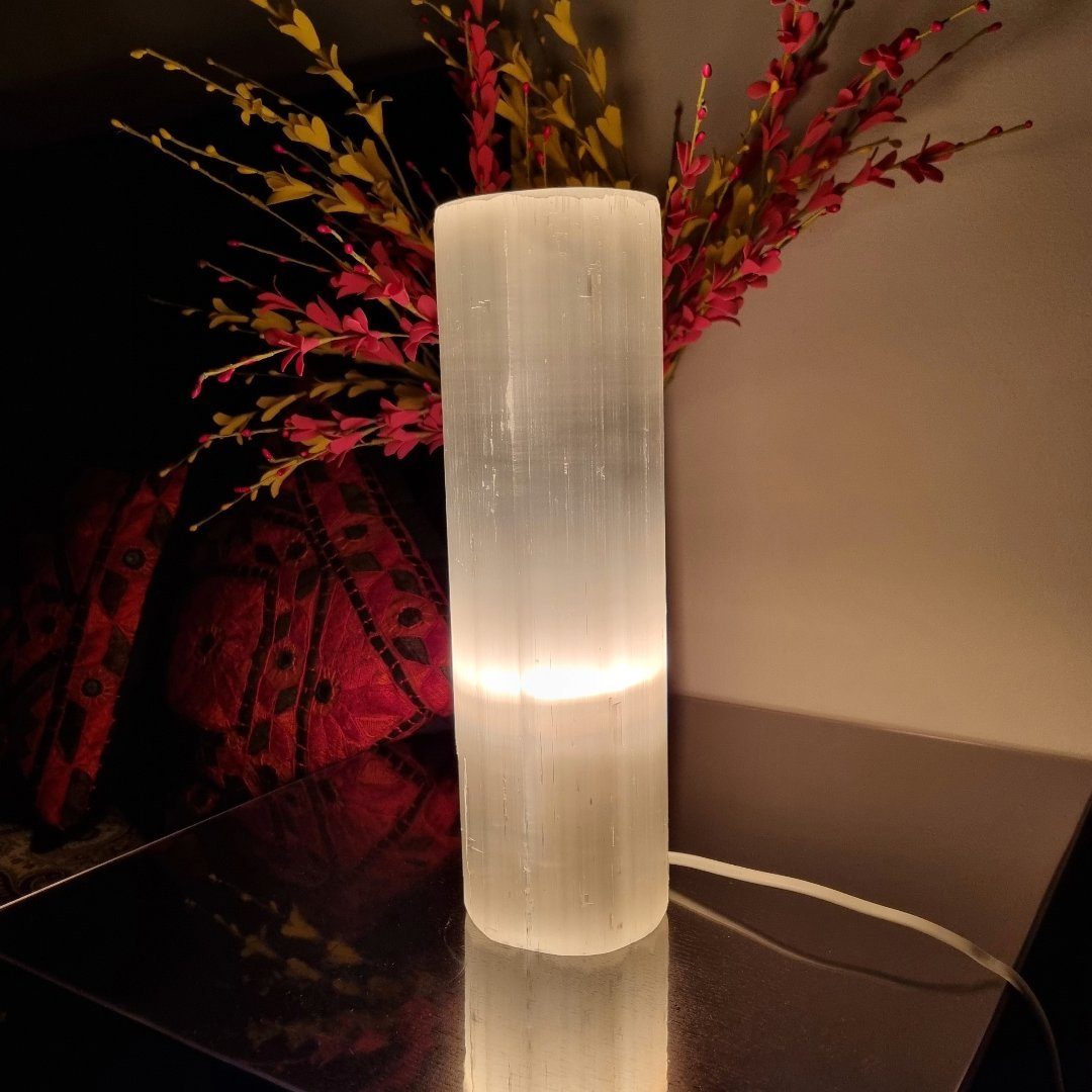 Landster Nachttischlampe Selenite Lampe Turm lampe tischleuchte Kristall Lampe Tischlampe