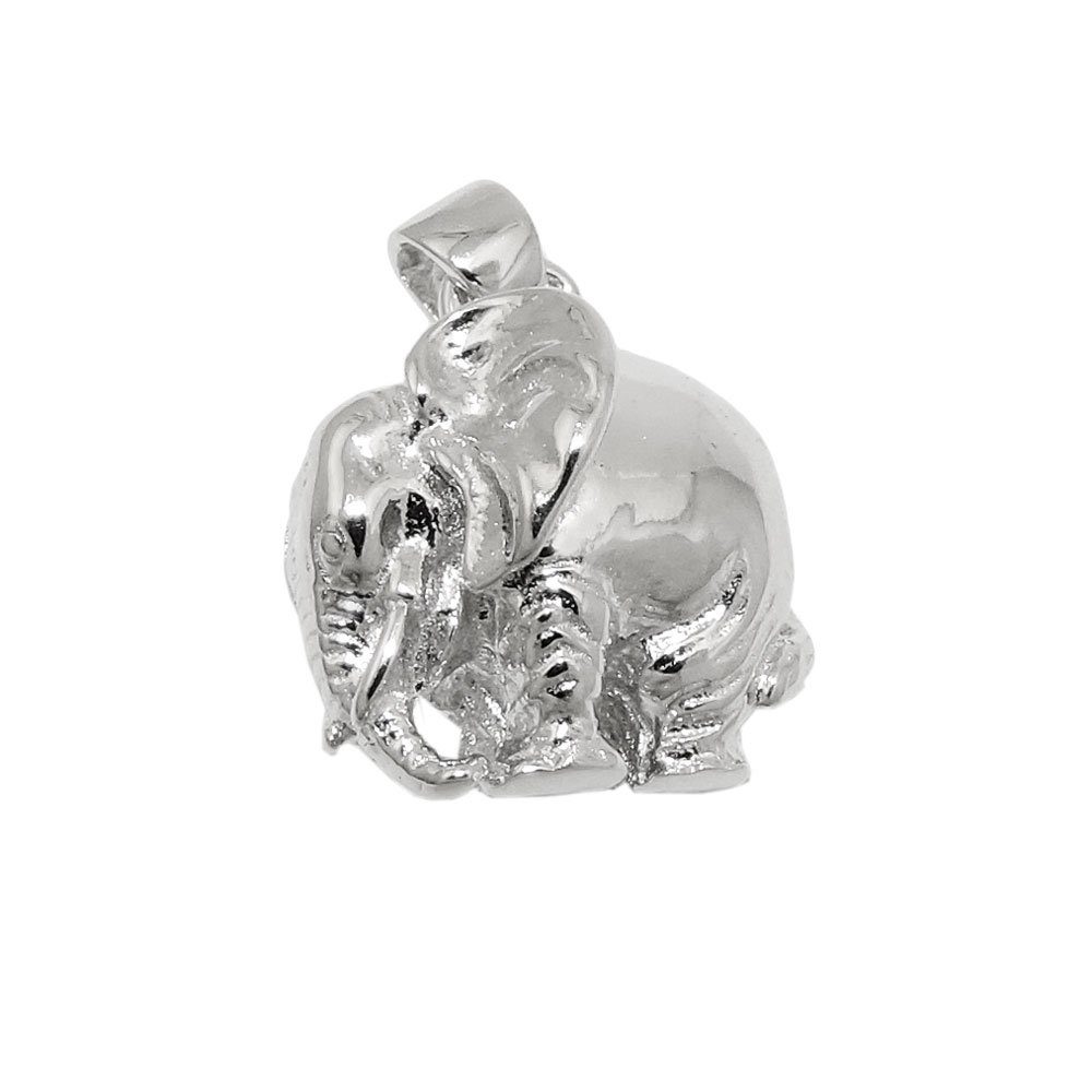 Schmuck Krone Kettenanhänger Anhänger Halsschmuck Elefant Elefantchen massiv 925 Silber Kinder, Silber 925