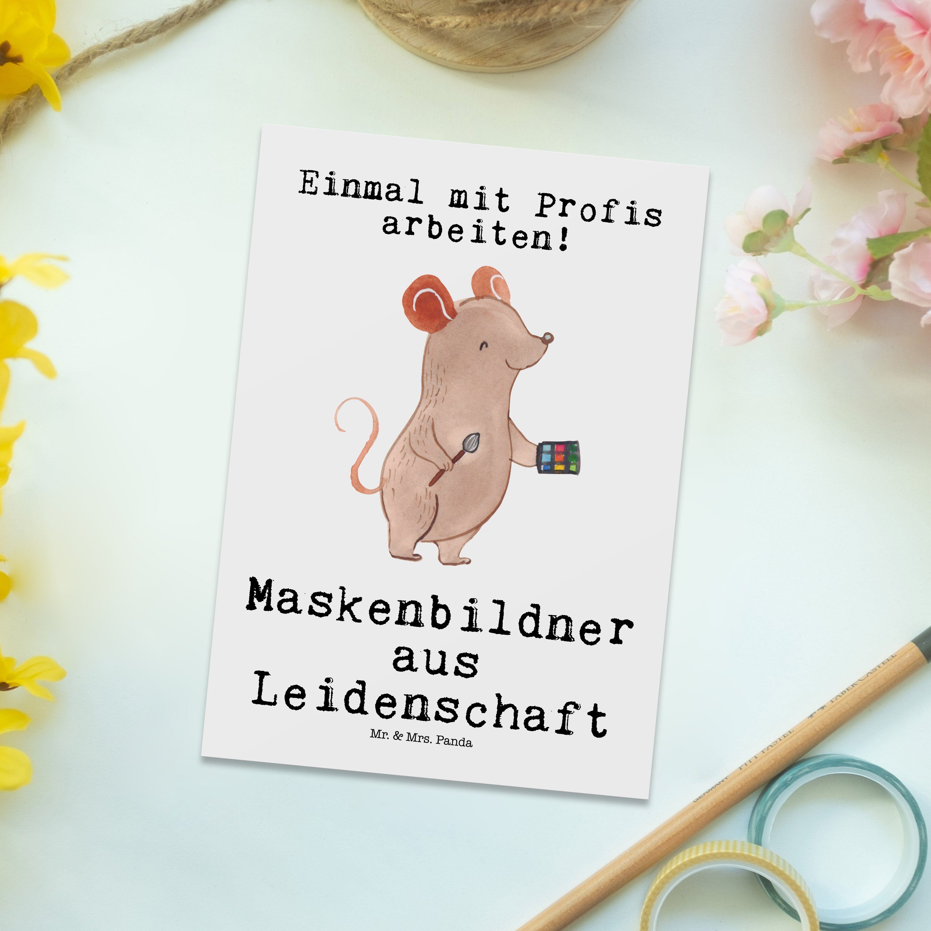 Jubiläum Panda Leidenschaft aus Maskenbildner - Eröffnung, Mr. Postkarte Geschenk, - Weiß & Mrs.