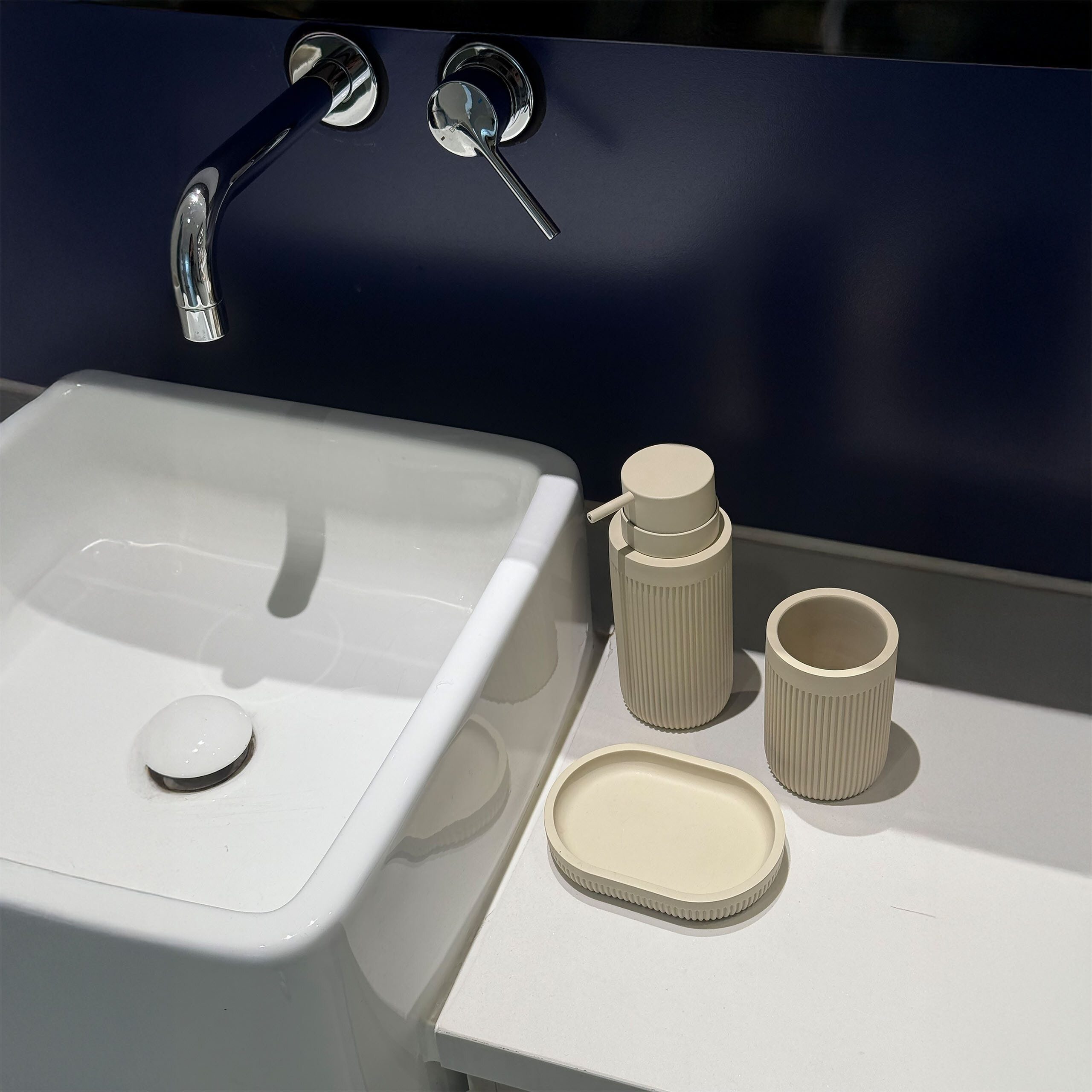 relaxdays Badaccessoire-Set Bad Accessoires 3-teilig, Beige günstig online kaufen