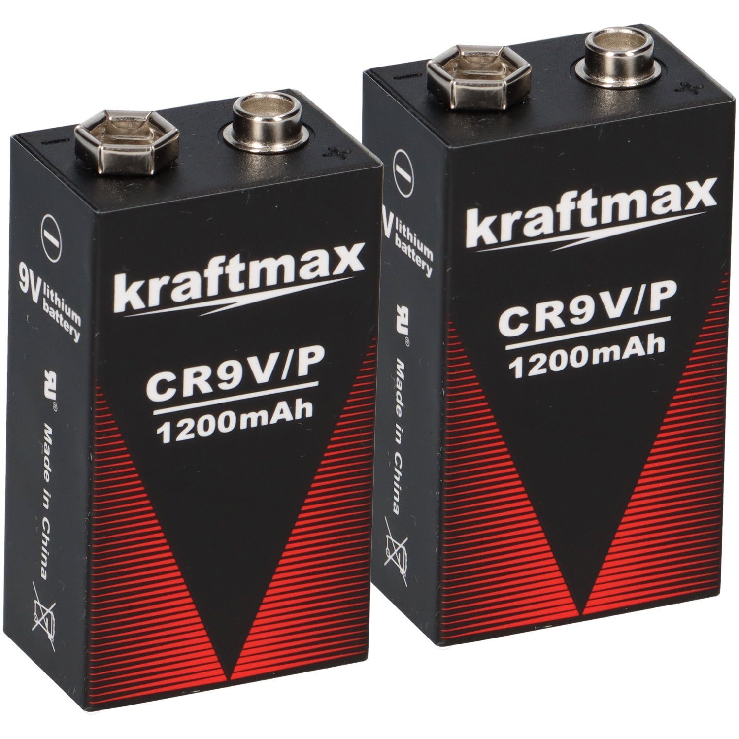 kraftmax 2x Kraftmax Lithium 9V Block Hochleistungs- Batterien für Rauchmelder Batterie