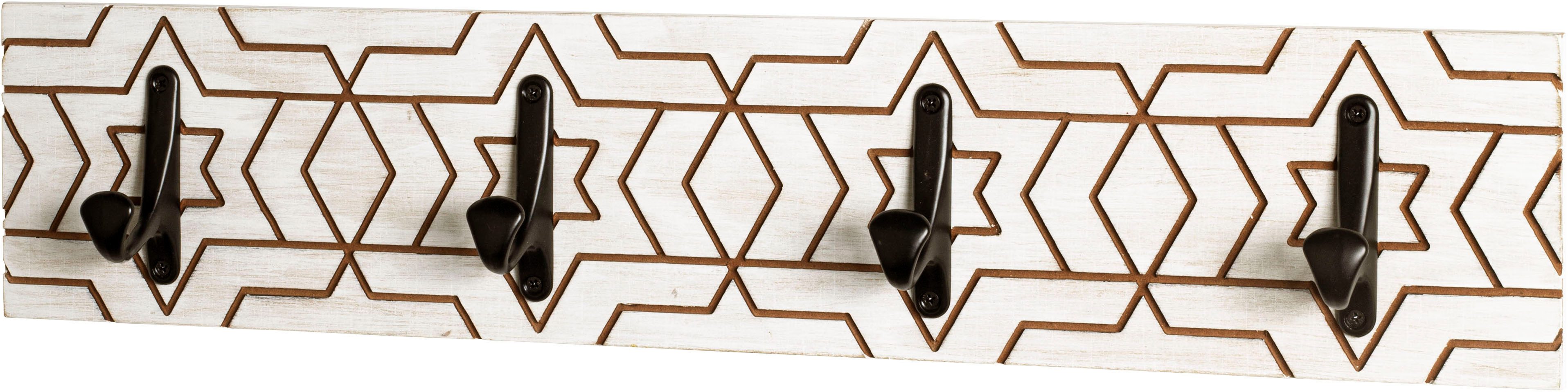 HAKU Garderobenleiste Flurgarderobe, Garderobe, Garderobenhaken, Garderobenleiste, rechteckig - aus MDF Weiß - B/T/H 60/6/13 cm