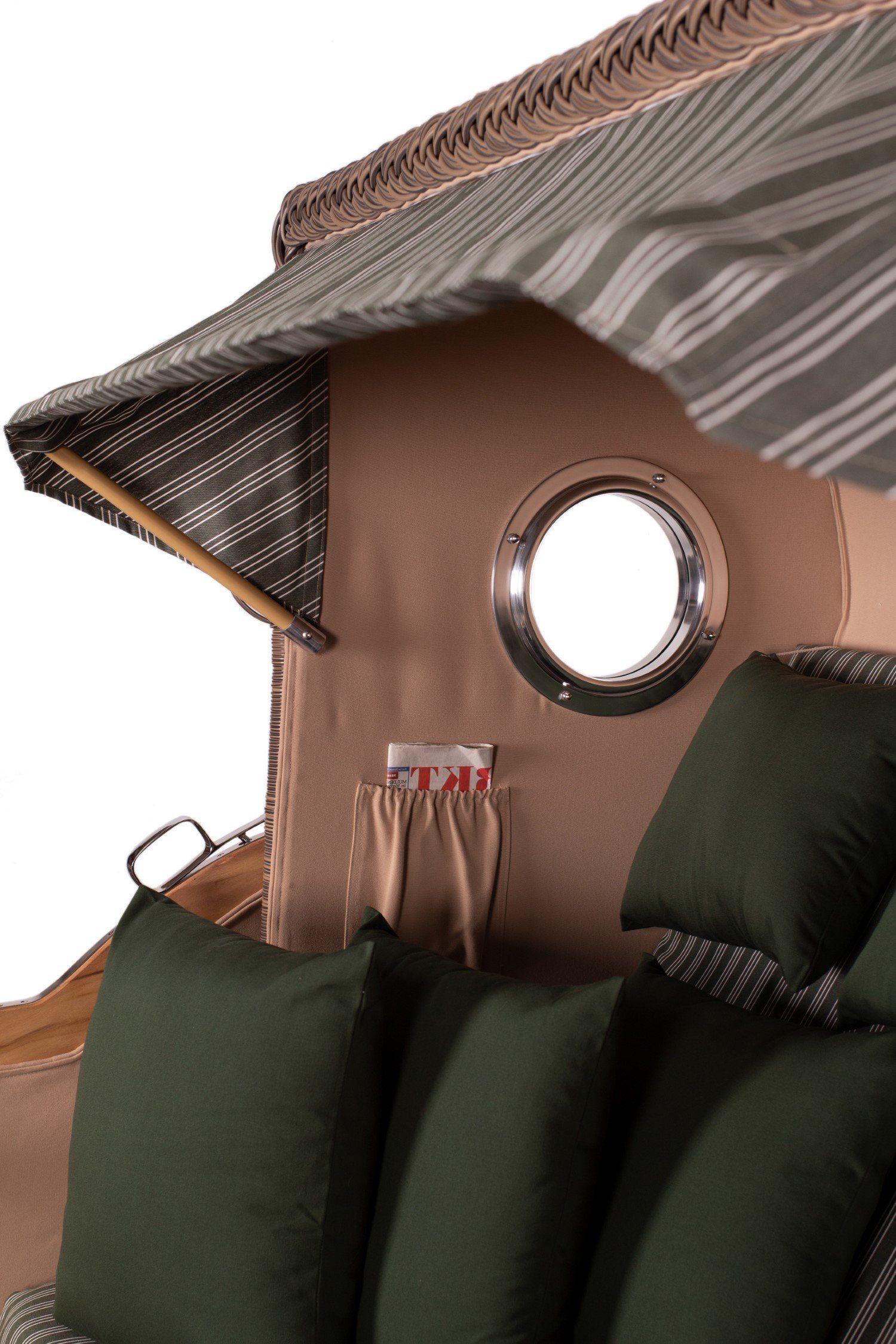 bene living Strandkorb Ammersee 3-Sitzer Teak - PE grau - Modell 504, BxTxH: 170x95x170 cm, Volllieger ca. 175 Grad, Ostsee-Strandkorb Komplettset, inkl. Liftersystem und Bullaugen