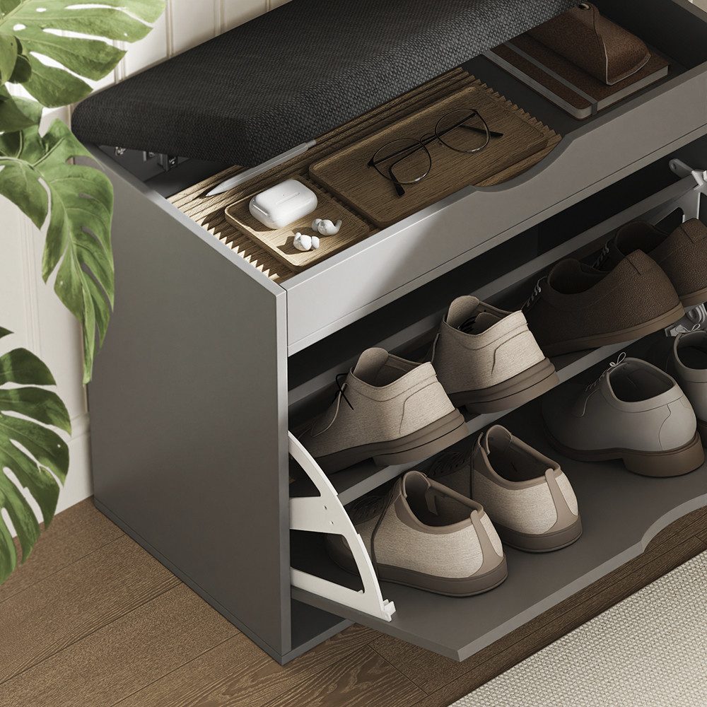 Vicco Schuhbank Schufy, Anthrazit/Schwarz, 60 x 51 cm mit 2 Fächern (1-St)