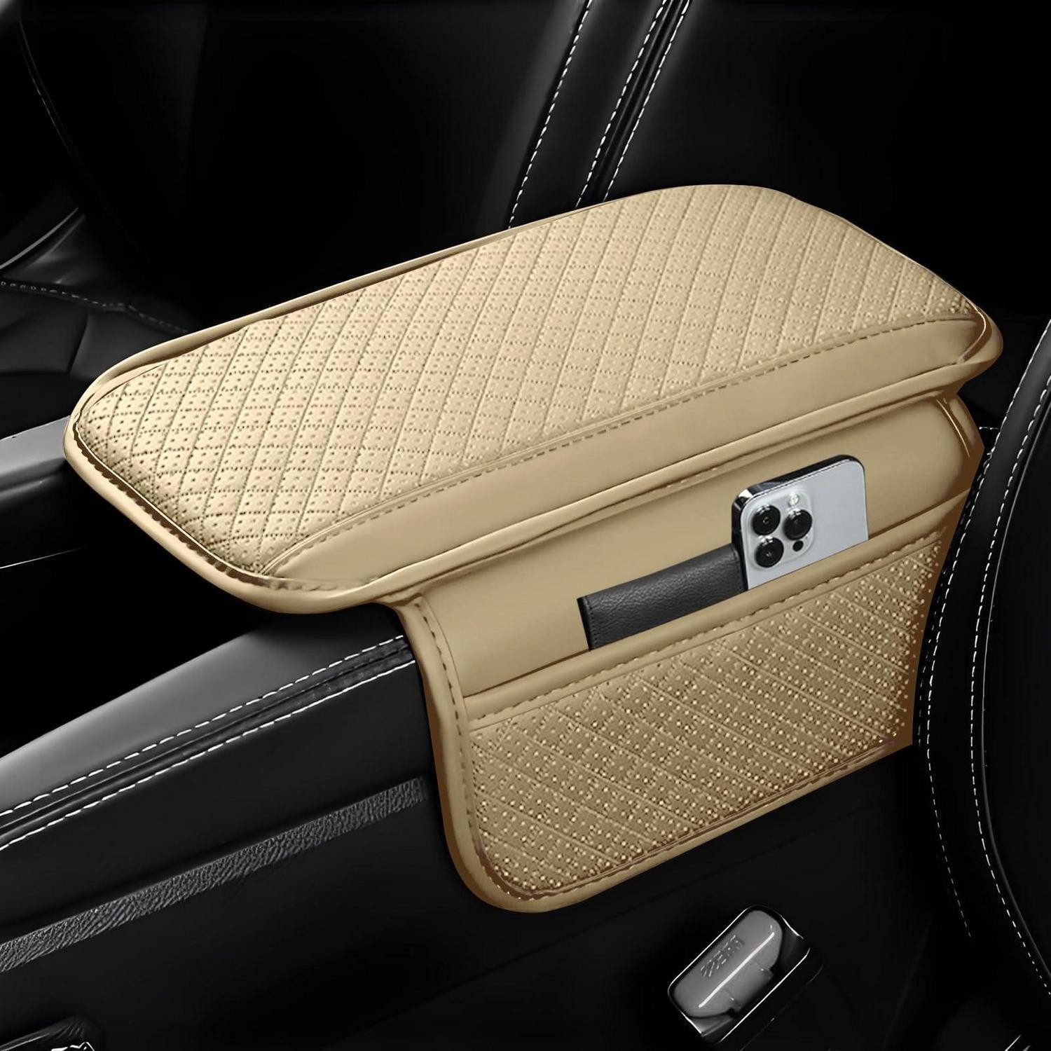 LuxusKollektion Auto-Rückenlehnentasche Armlehnenpolster Auto mit Organizer Beige