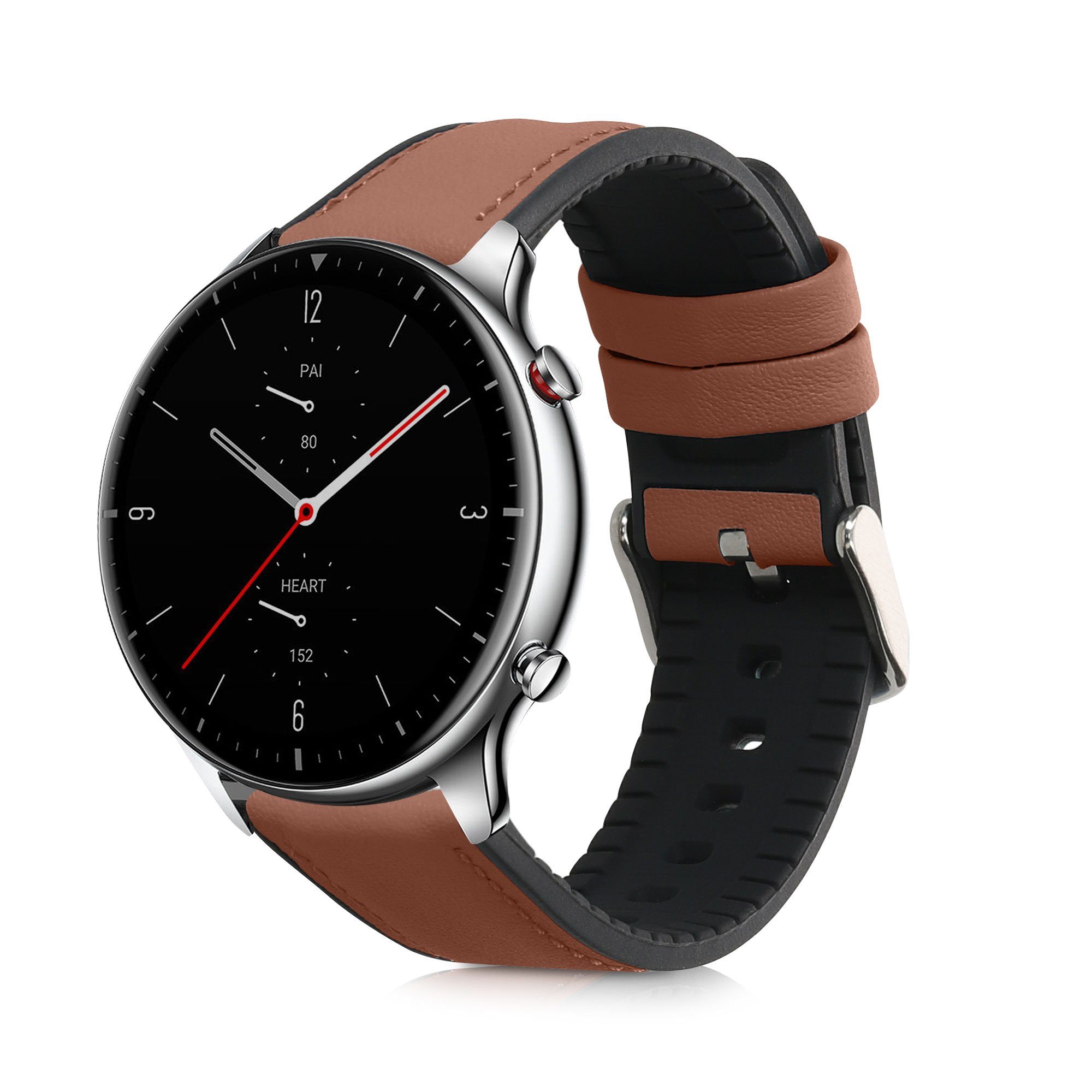 kwmobile Leder Armband für Huami Amzfit GTR (47mm) / GTR 2 / GTR 3 / GTR 4 Smartwatch, 1-tlg., Ersatzarmband für Fitnesstracker mit Uhrenverschluss