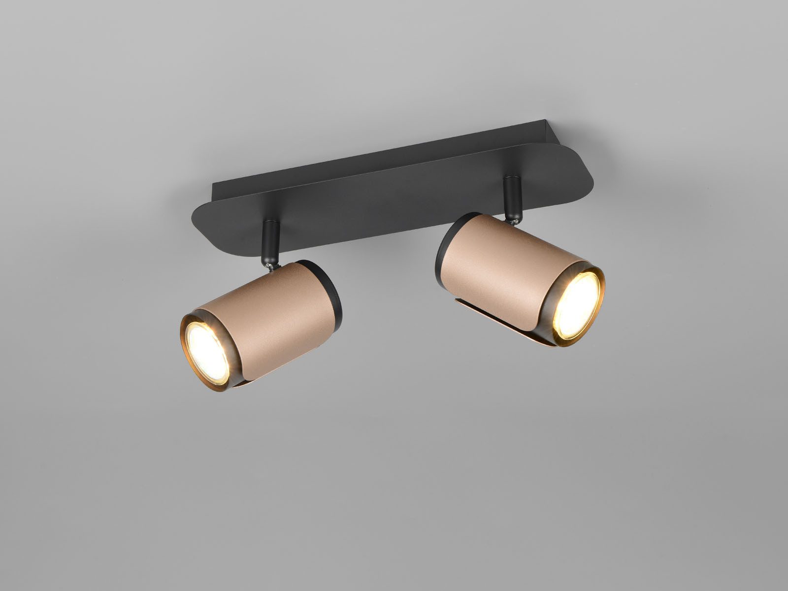 TRIO Leuchten LED Deckenspot, LED wechselbar, Warmweiß, Spotlampen Deckenstrahler Schwarz Coffee & Wandstrahler innen, L 30cm