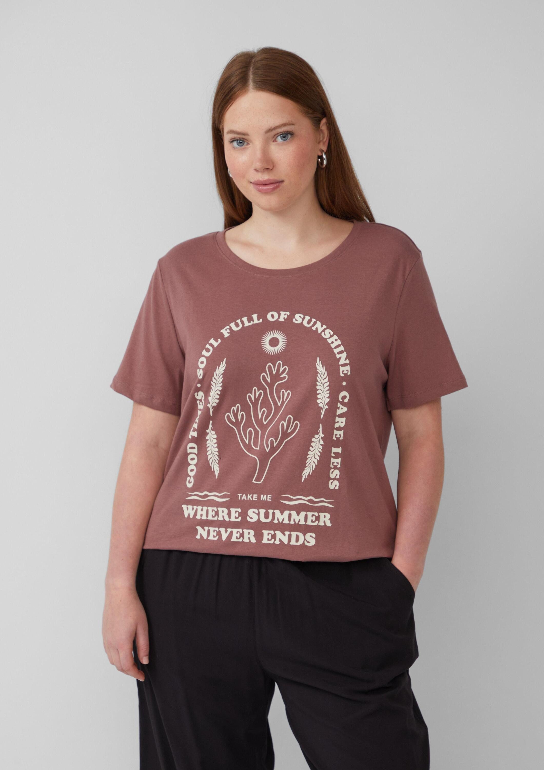 QS Kurzarmshirt T-Shirt Baumwoll T-Shirt mit Frontprint