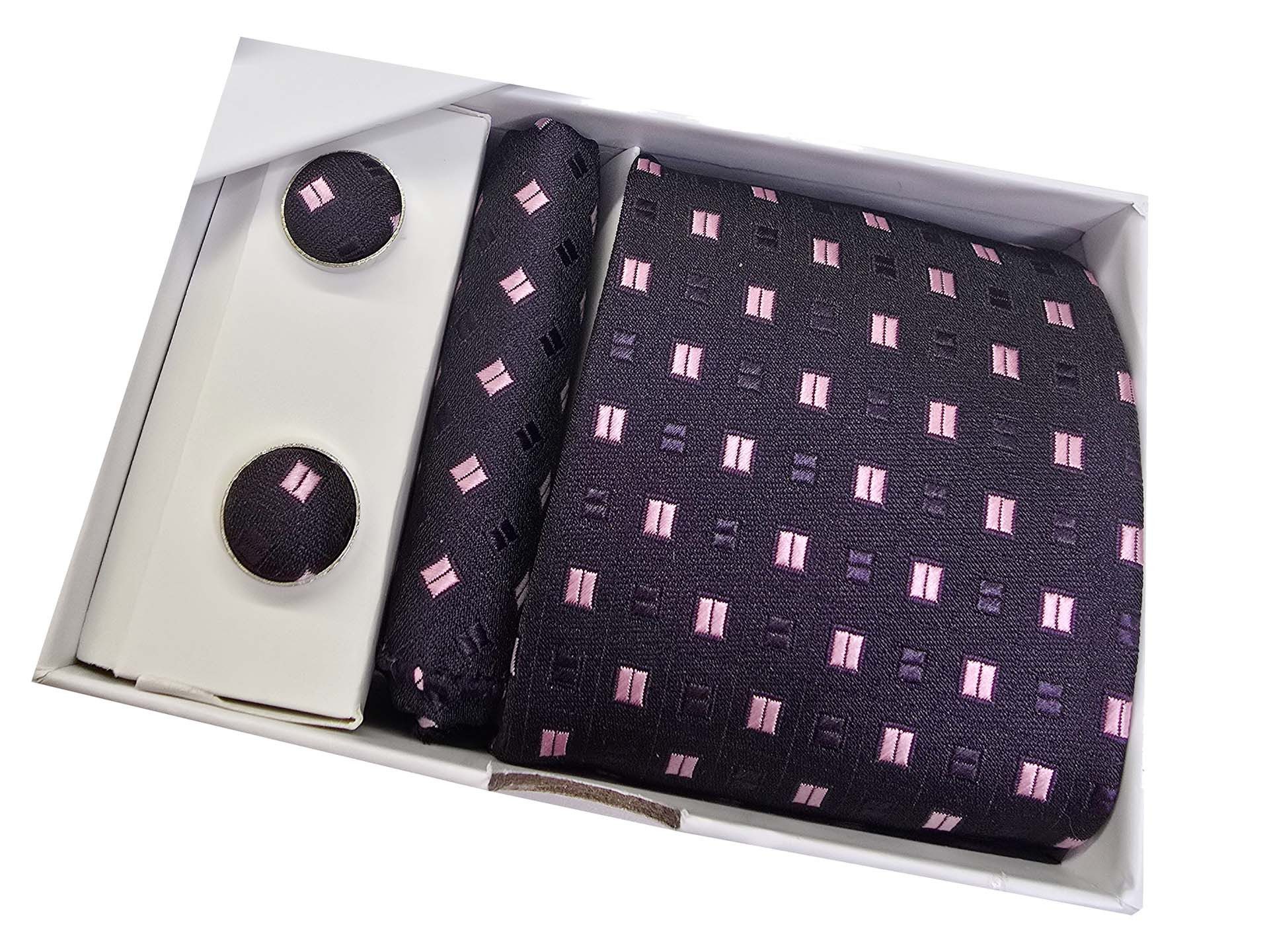 Moschen-Bayern Krawatte Seidenkrawatte Krawatte Herrenkrawatte 100% Seide 3-tlg. Geschenkbox Krawatten-Set - Krawatte + Einstecktuch + Manschettenknöpfe