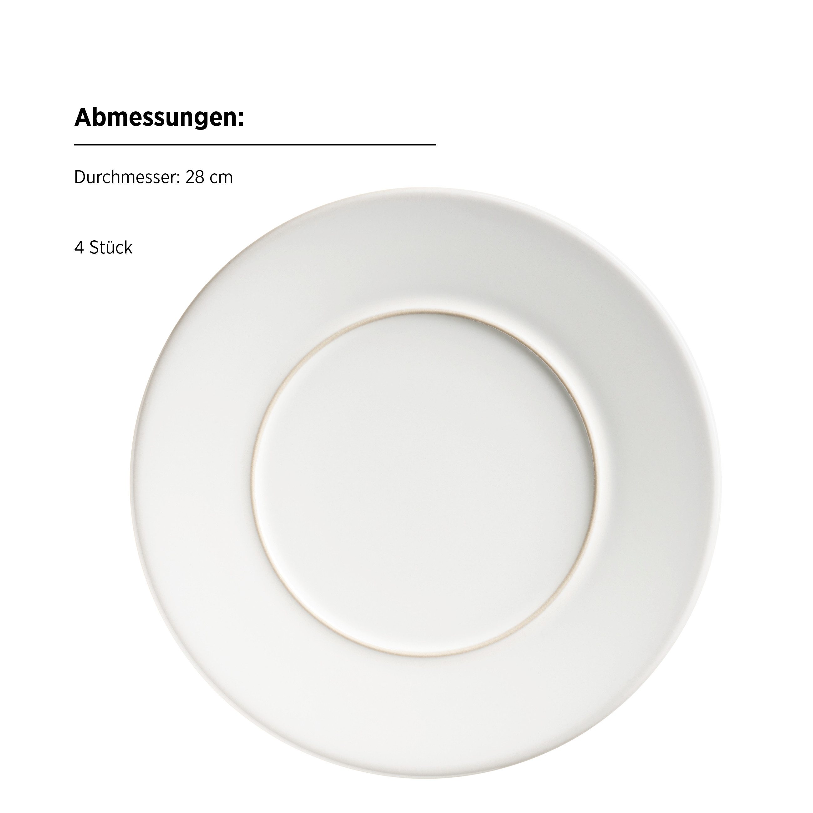 MÄSER Teller-Set Unico (4-tlg), 4 Personen, Steinzeug