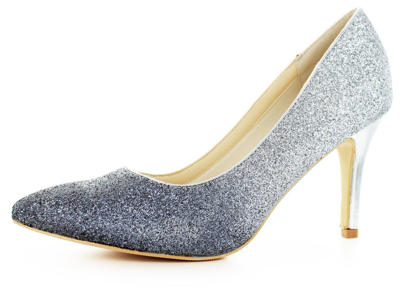 White Lady 827 Pumps silber-schwarz Farbverlauf Glitter mit Pumps