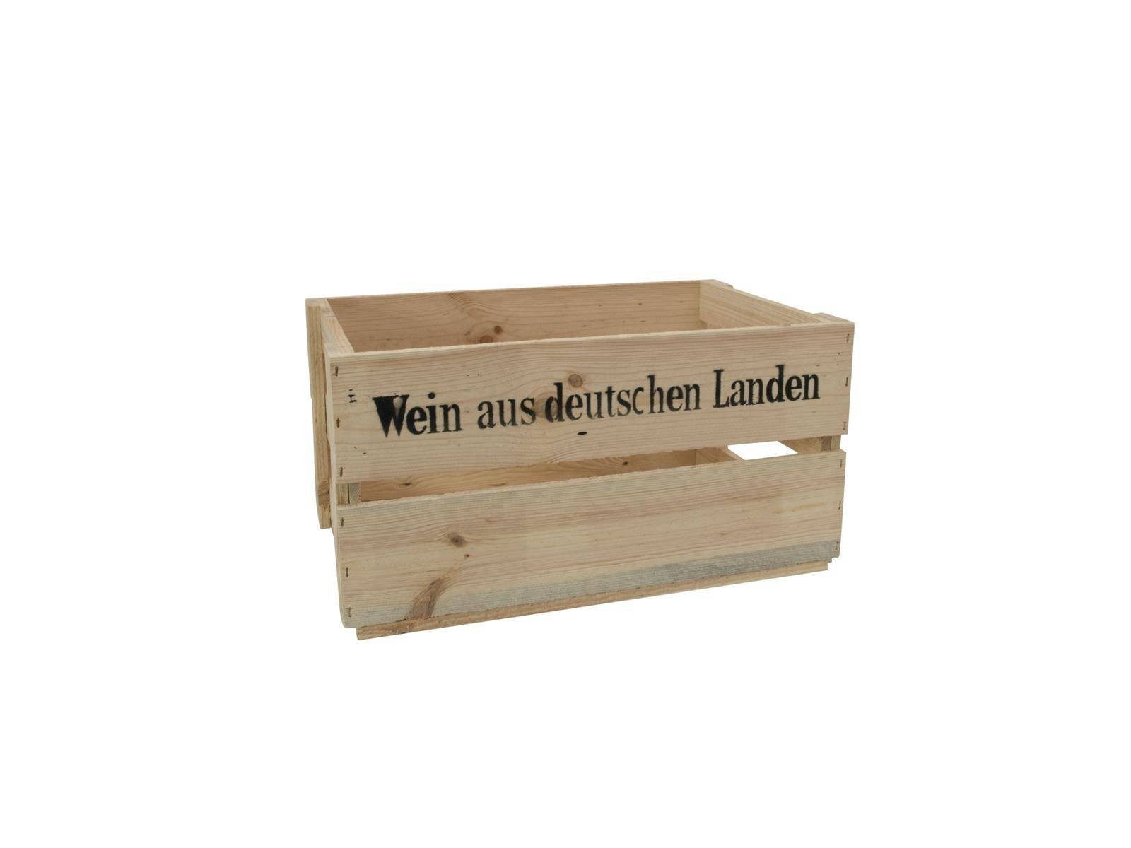 INNA-Glas Vorratsdose Weinkiste - Holzkiste Greta, naturfarben, mit Aufschrift, 45x32x24cm, Holz
