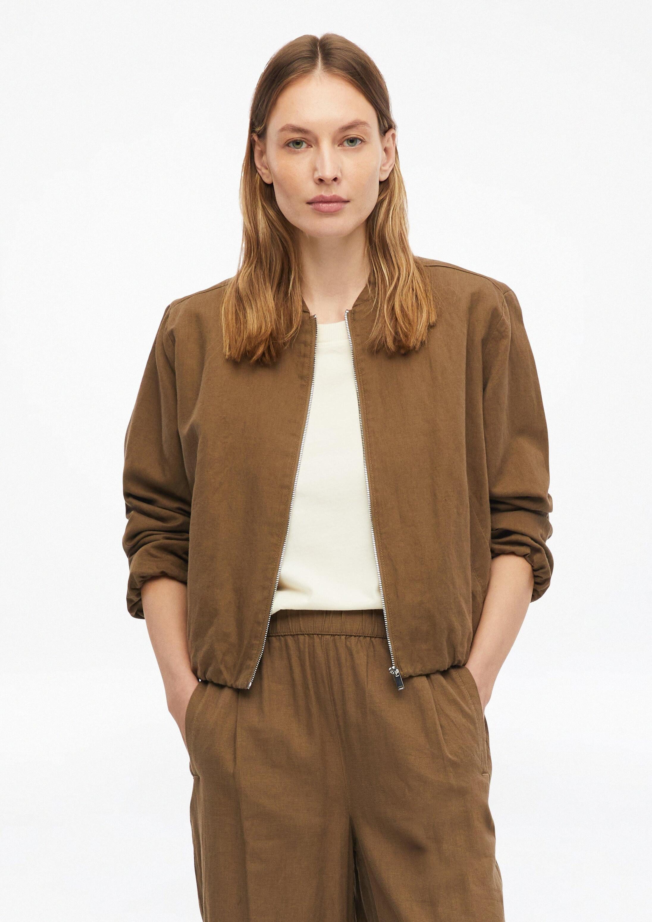 s.Oliver Funktionsjacke Indoor-Jacke Jacke aus Leinenmix im Boxy Fit mit Ballonsaum