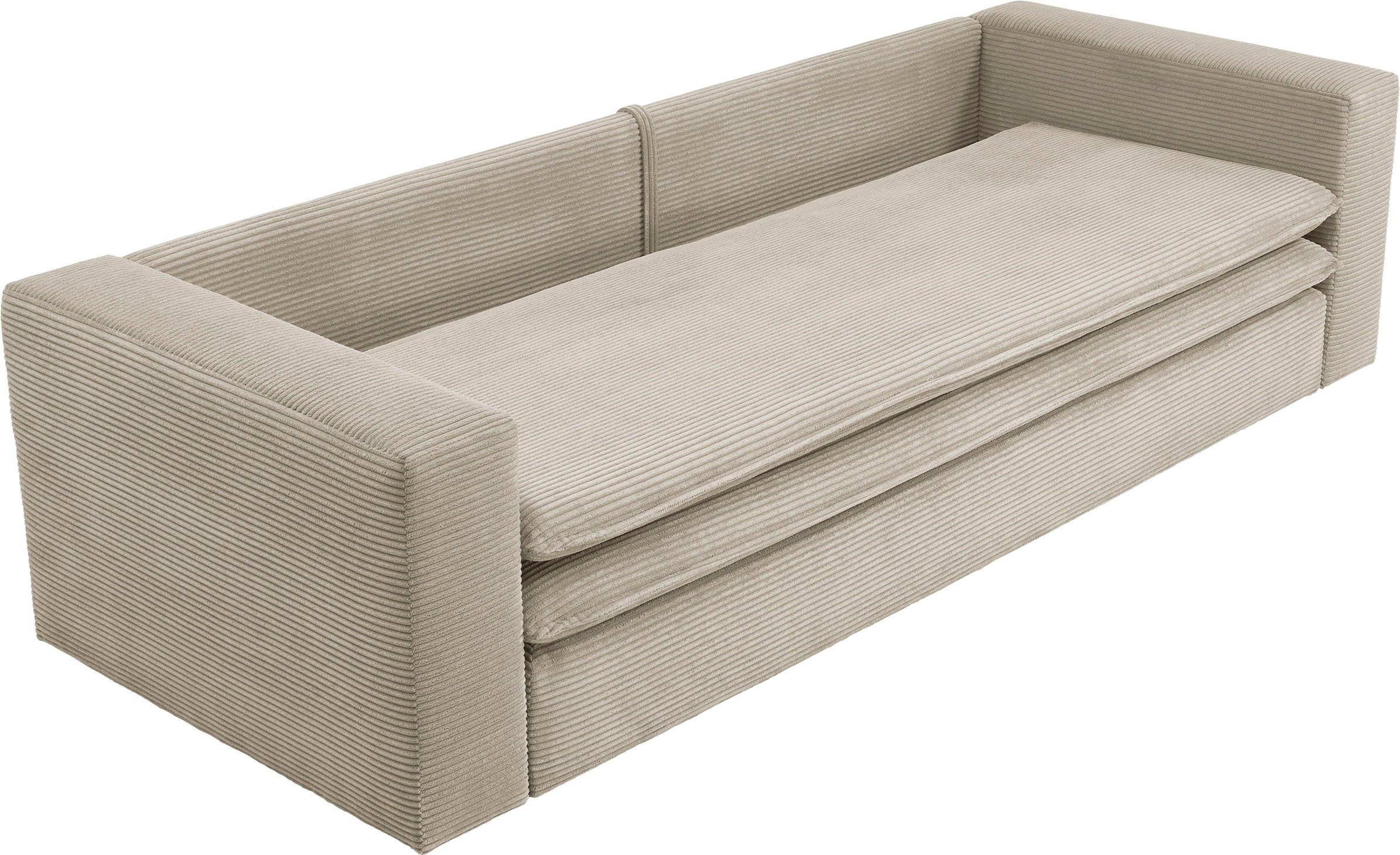 Sitzgruppe 3-Sitzer-Sofa Set Hellbeige mit (2-tlg), Bettfunktion Places und Loveseat-Hocker of Style PIAGGE, im