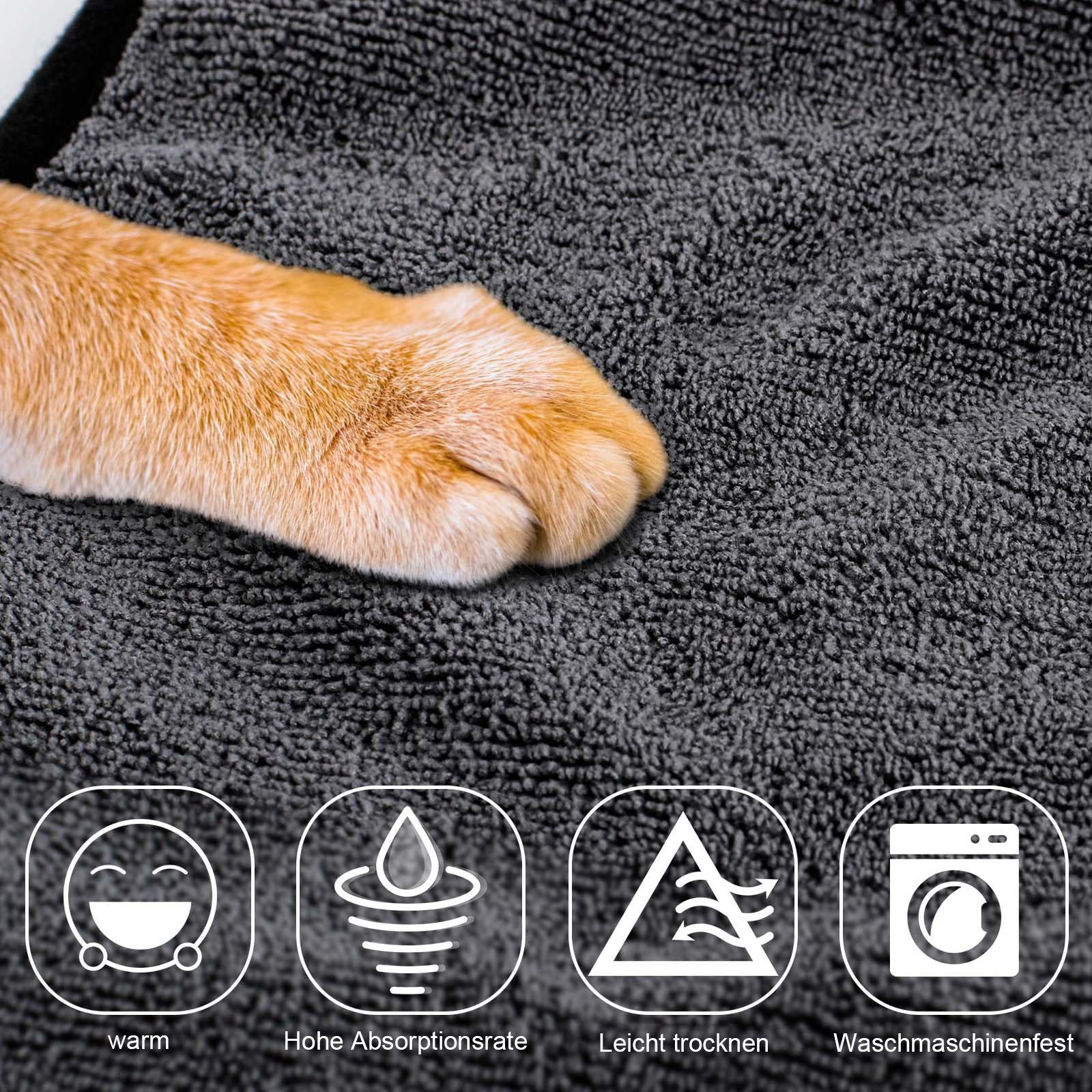 OKWISH Hundebademantel schnelltrocknender Hundebademantel Hunde Trockenmantel Hundetuch, verstellbar maschinenwaschbar und pflegeleicht für Hunde jeder Größe