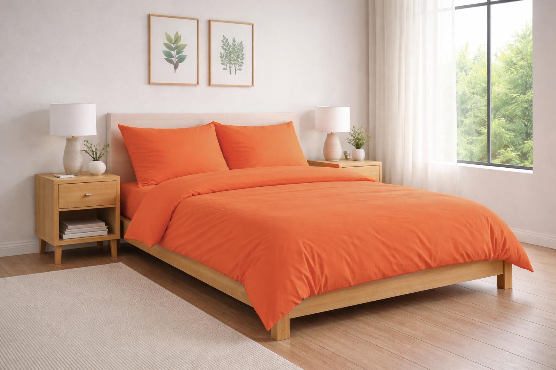 Carpe Sonno Bettwäsche Mako Satin 135 x 200 & 155 x 220 - Baumwolle Reißverschluss Einfarbig, Mako-Satin, 2 teilig, OEKO-TEX Premium Bettbezug 135x200 2 teilig - Orange Uni
