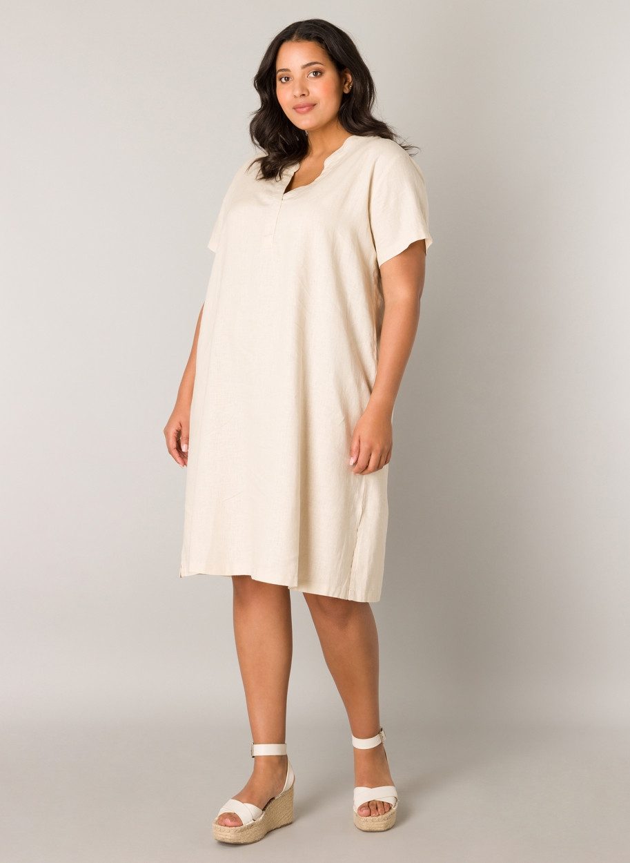 Base Level Curvy Tunikakleid Yacinthe Sommerkleid mit Leinen