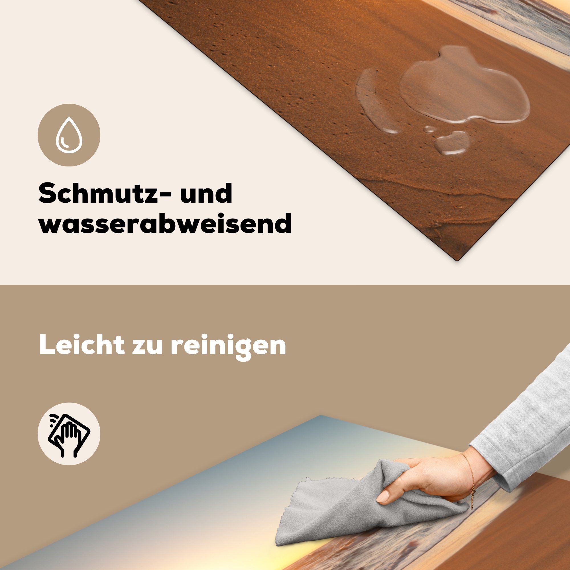 Wellen Arbeitsplatte Ceranfeldabdeckung, cm, MuchoWow 78x78 tlg), Vinyl, - Strand Sonne, (1 küche für Herdblende-/Abdeckplatte -