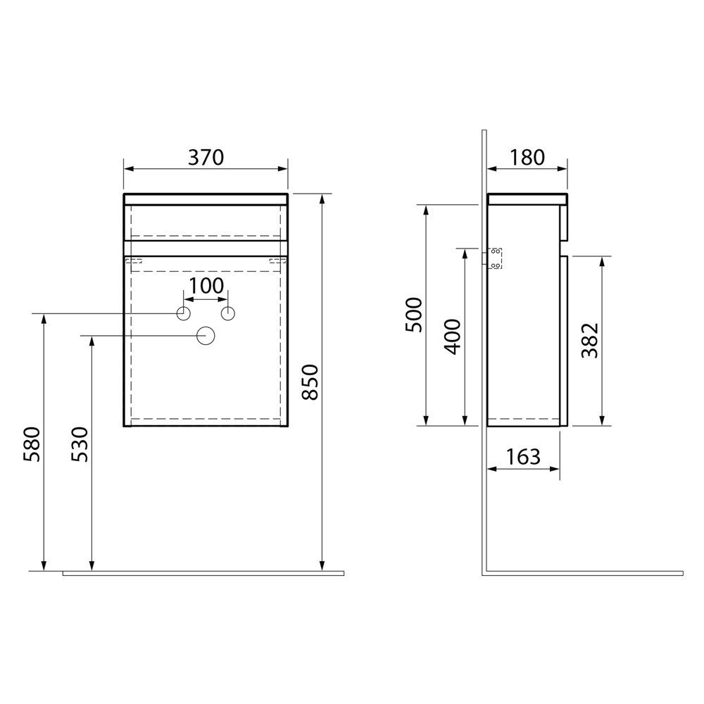 Bruckner Unterschrank TORIN Unterschrank mit Waschtisch 37x50x18cm, Weiß