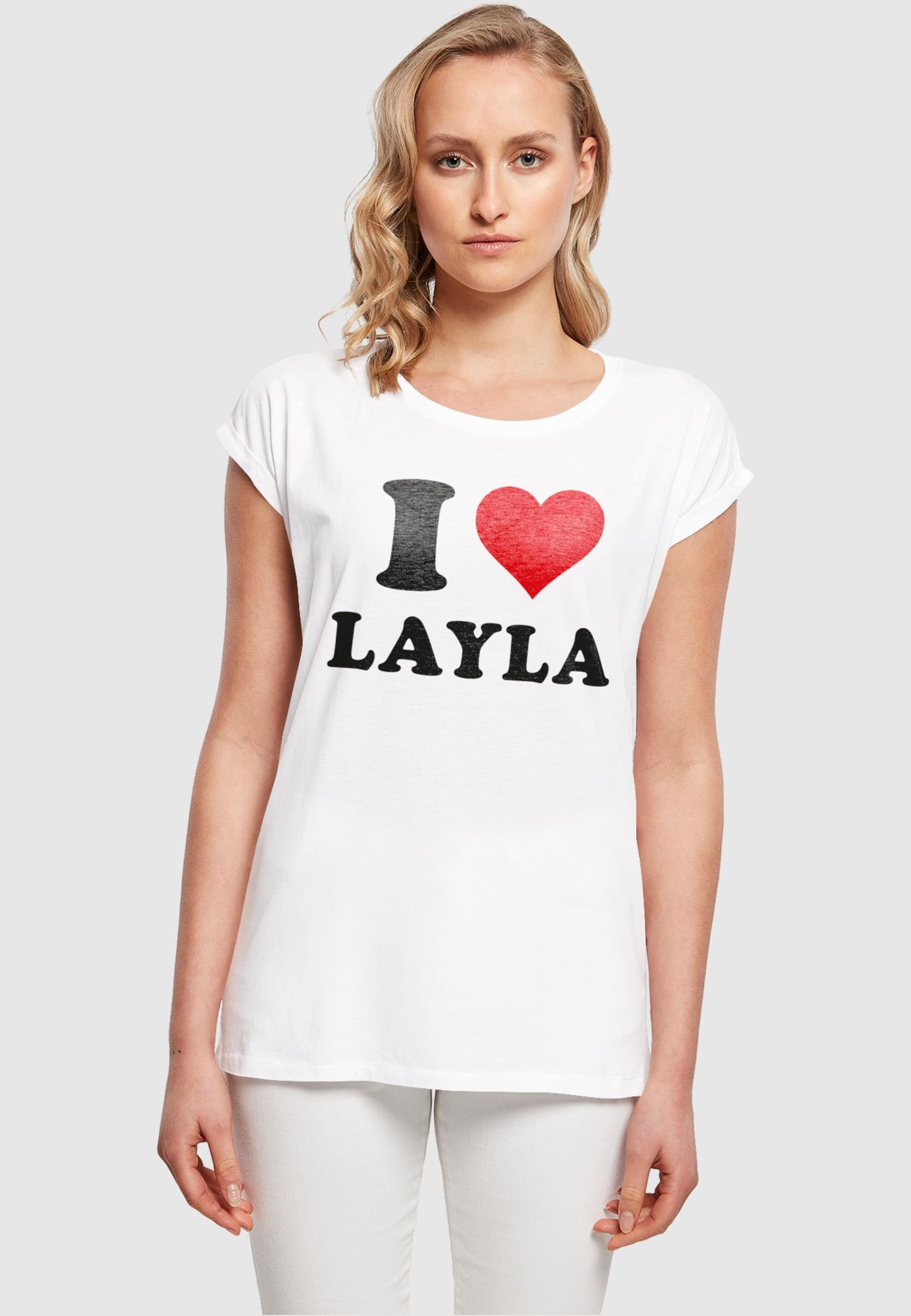 I Ladies T-Shirt T-Shirt (1-tlg) white Merchcode Layla Damen Love