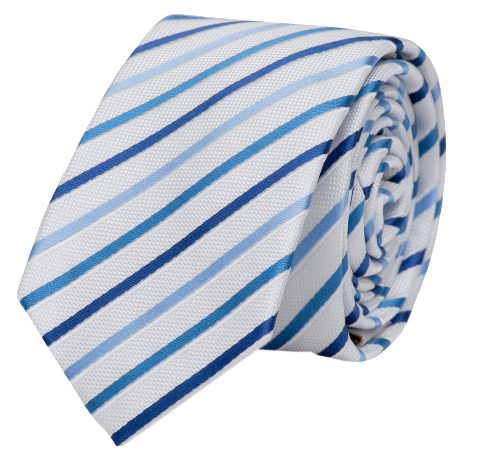 Fabio Farini Krawatte Herren Krawatte Weiß - verschiedene Weiße Männer Schlips in 8cm (Gestreift) Breit (8cm), Weiß Blau - Moon Man/Cambridge Blue/True Navy
