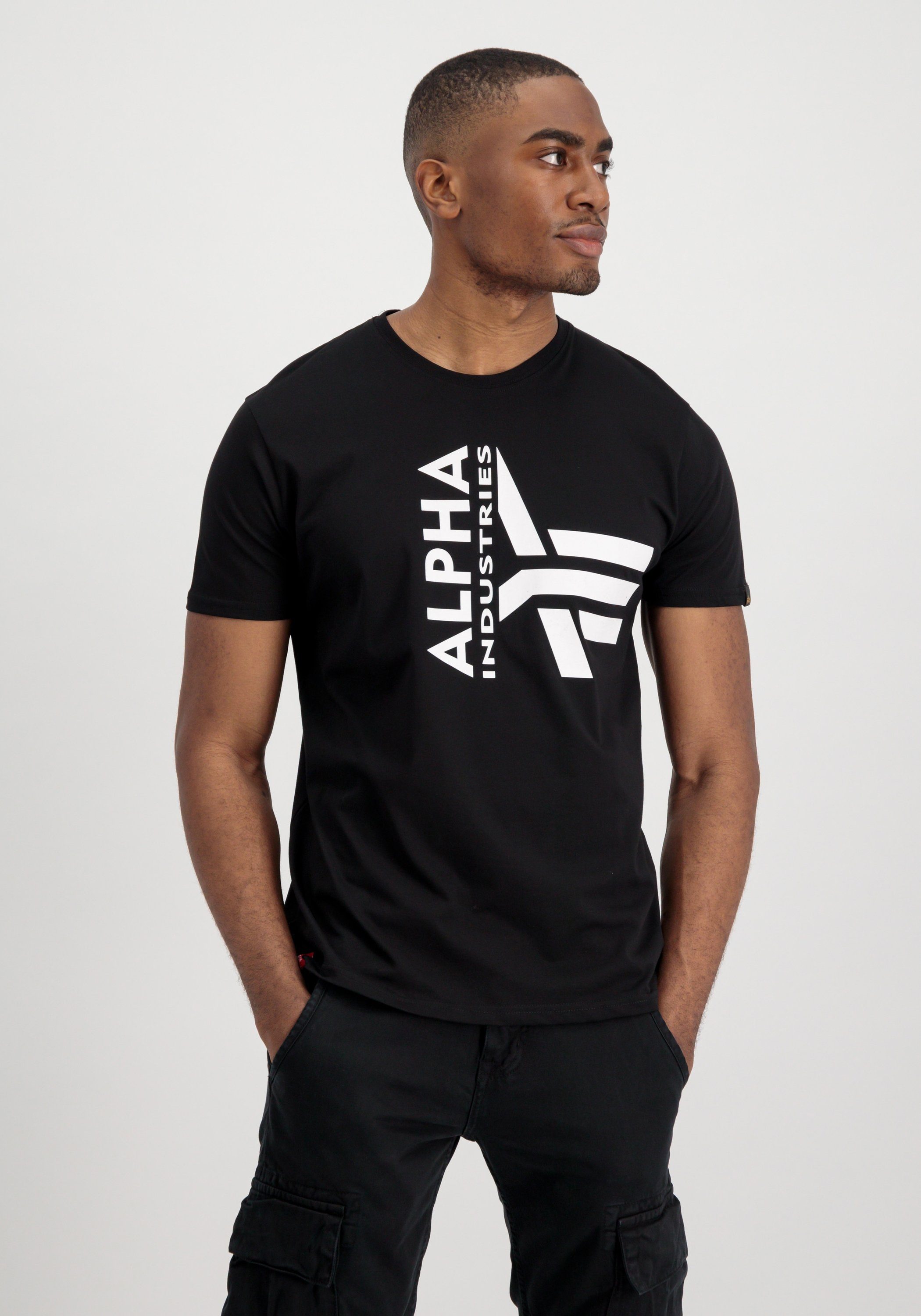 Foam black T-Shirts - Alpha Alpha Men Industries Industries Logo T Half T-Shirt