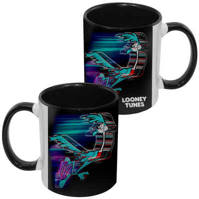 United Labels® Tasse Looney Tunes - Road Runner Kaffeebecher aus Porzellan Schwarz 320 ml, Porzellan