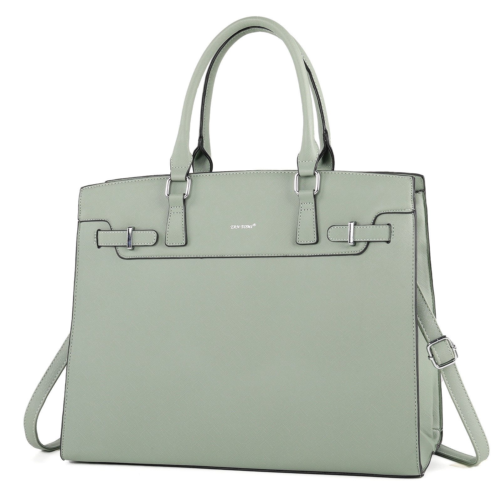 TAN.TOMI Aktentasche Handtasche Damen Shopper Damen Große Schwarz Gross Laptop Tasche, 15.6 Zoll Elegant Leder Umhängetasche für Büro Arbeit Schule