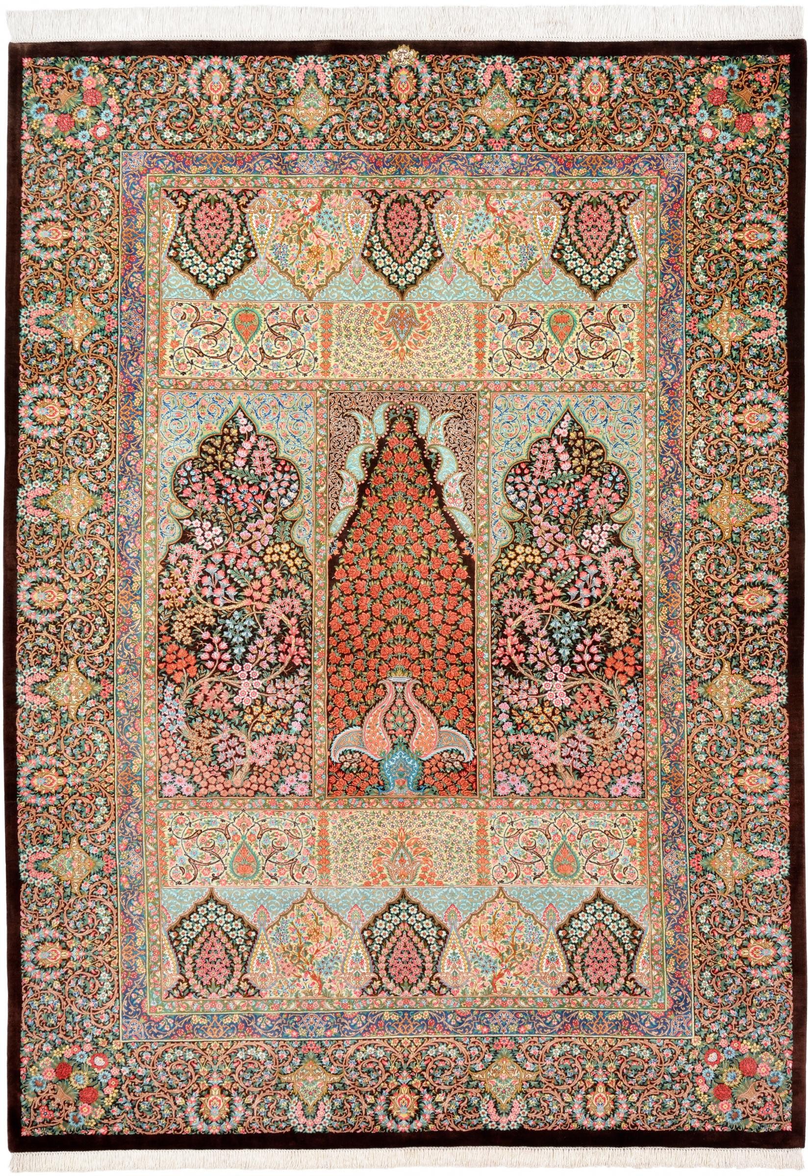 Nain Trading Seidenteppich Ghom Seide 145x199 Handgeknüpfter Orientteppich / Perserteppich, rechteckig, Höhe: 3 mm