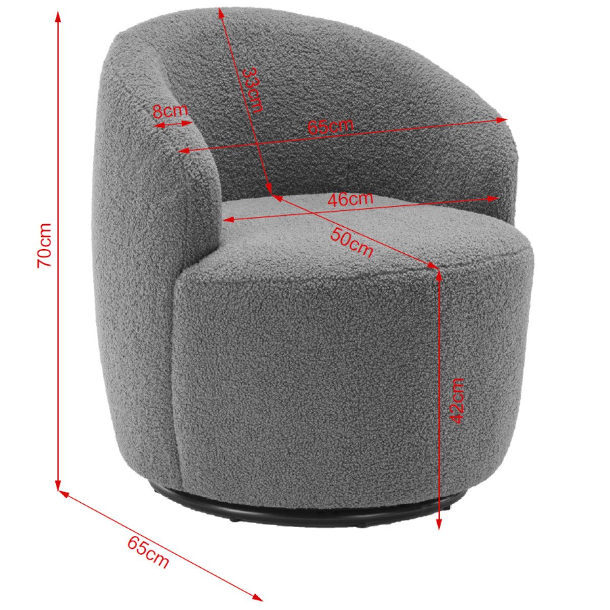 IDEASY Relaxsessel Drehstuhl, weicher Teddystoff, Tonnenform, günstig online kaufen