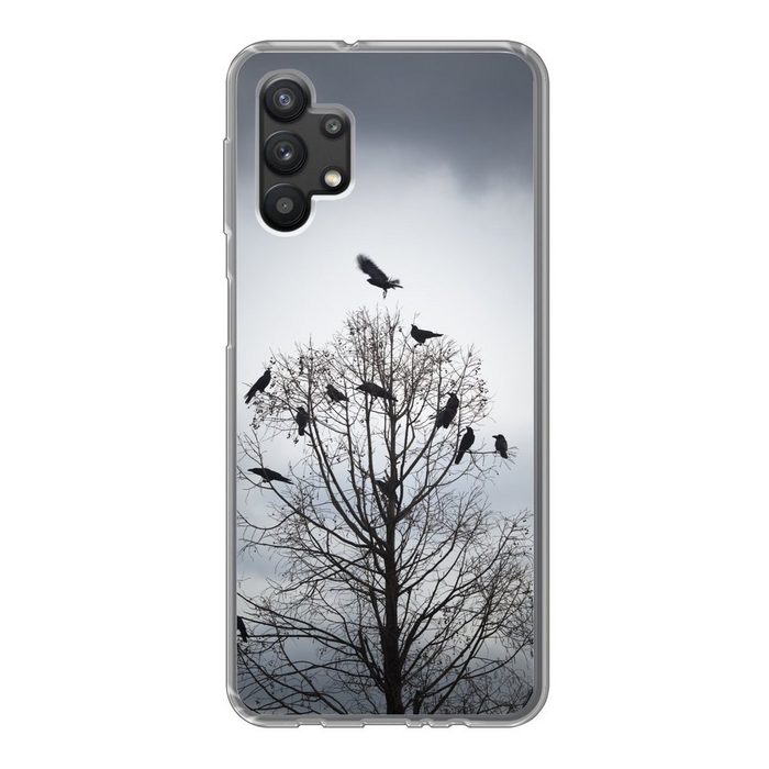 MuchoWow Handyhülle Vögel in einem Baum Handyhülle Samsung Galaxy A32 5G Smartphone-Bumper Print Handy