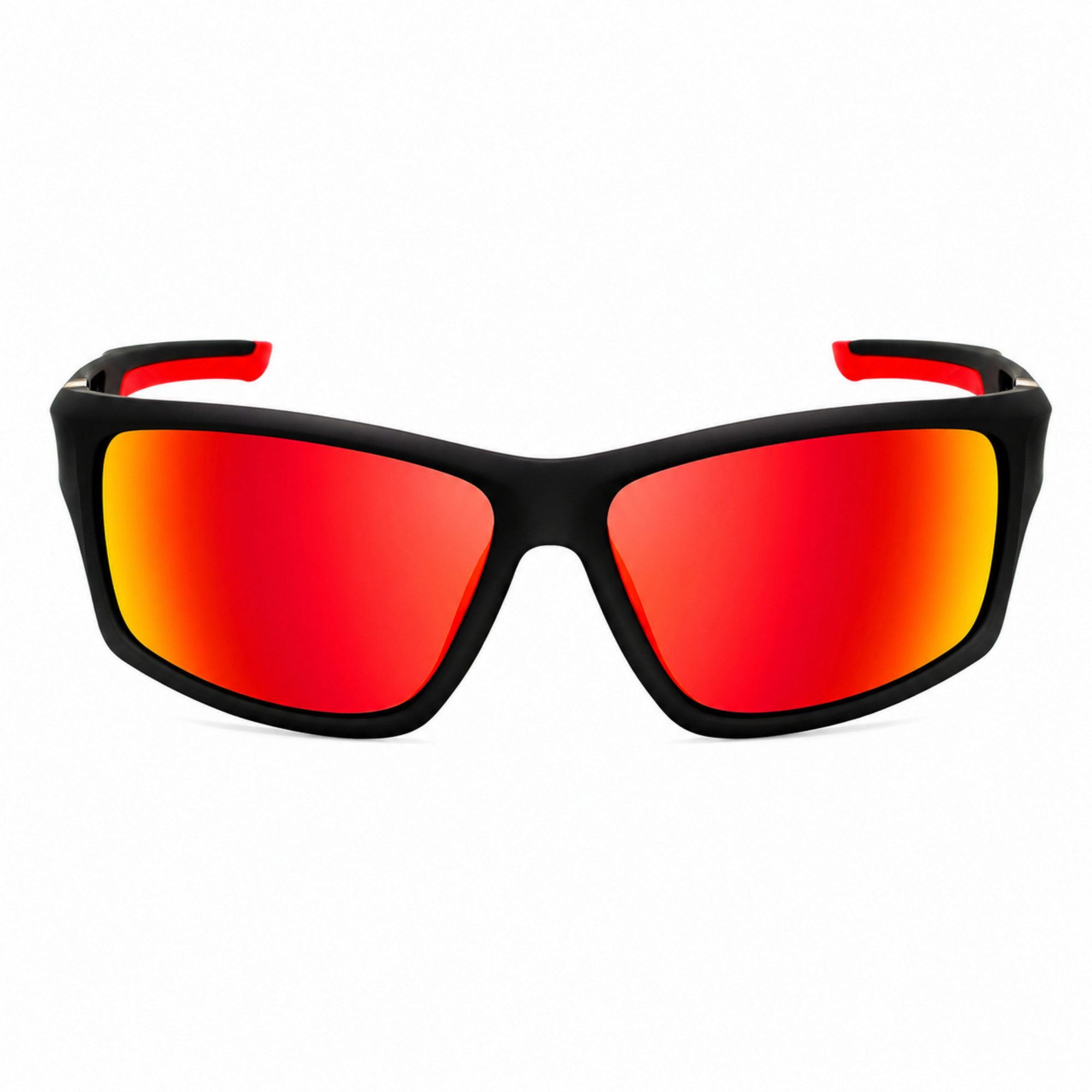 Rennec Sonnenbrille Herren Sportbrille Radbrille Polarisiert mit Outdoor Hardcase Gläser Schwarz Getönt, Rot oder Blau Verspiegelt, Gelb Night Vision