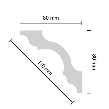 Decosa Zierleiste Decosa Deckenleiste A80 (Stefanie), 80 x 80 mm, Länge:2 m, Kleben, Polystyrol (Styropor), 4-St., Zugeschnittene Innenecke