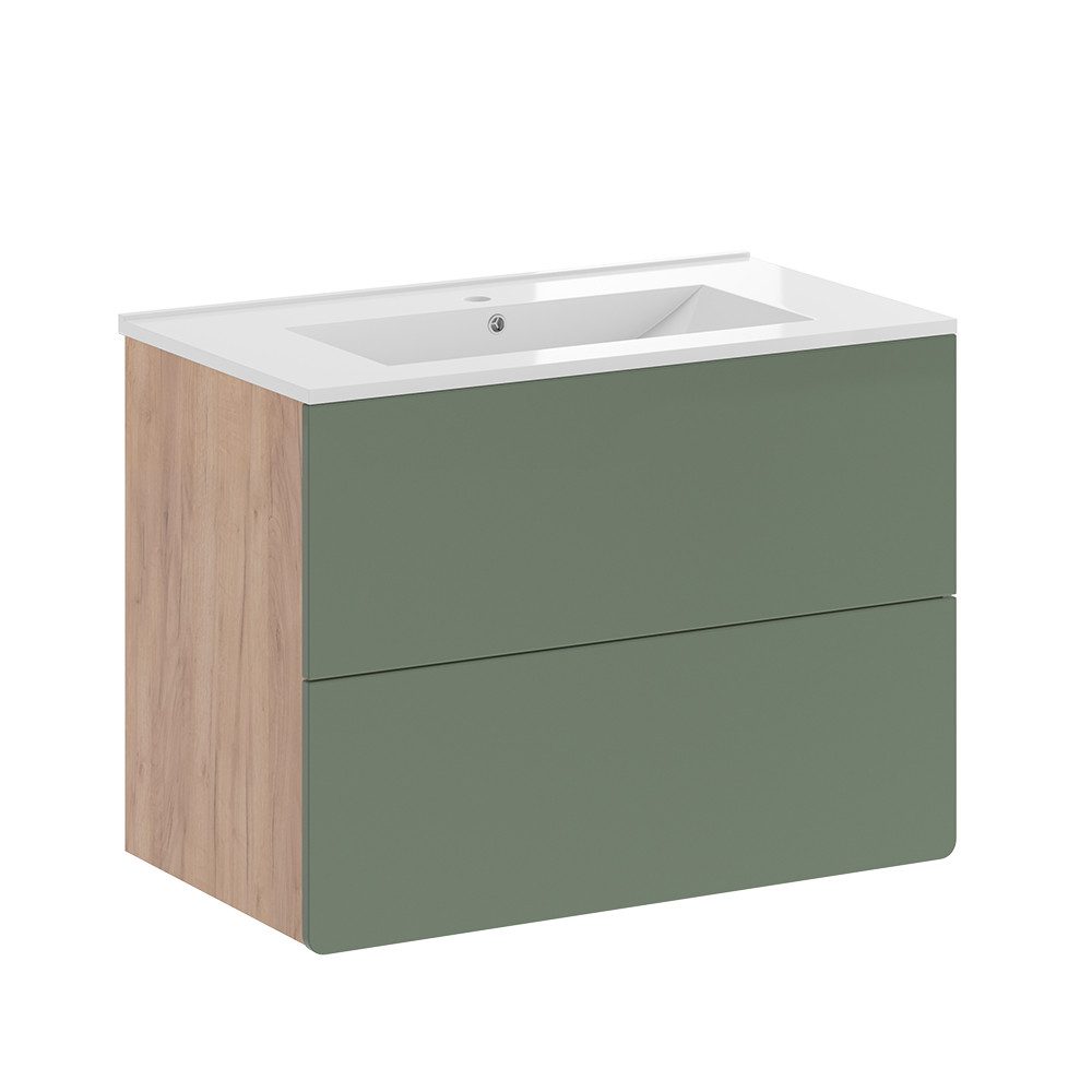 Vicco Badmöbel-Set Izan, Goldkraft Eiche/Grün, 2-teilig, günstig online kaufen