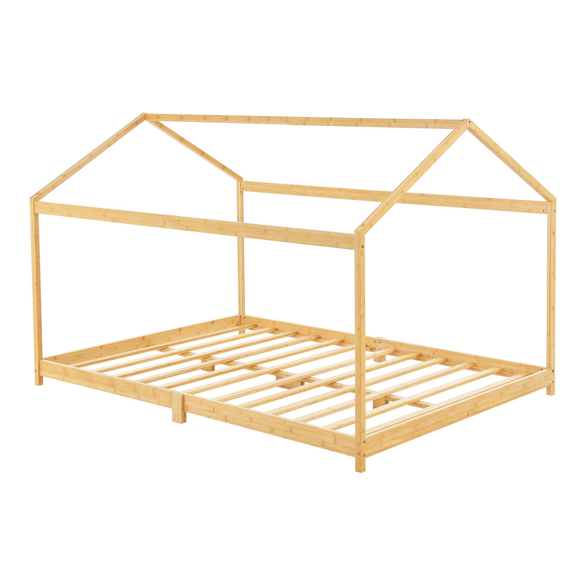 en.casa Kinderbett, »Vindafjord« Bambus Haus-Optik 160x200cm günstig online kaufen