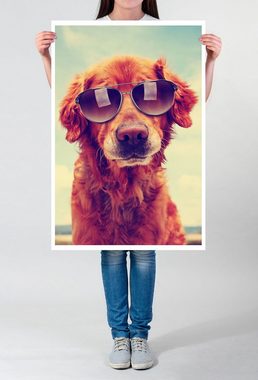 Sinus Art Poster Tierfotografie 60x90cm Poster Cooler Golden Retriever mit Sonnenbrille