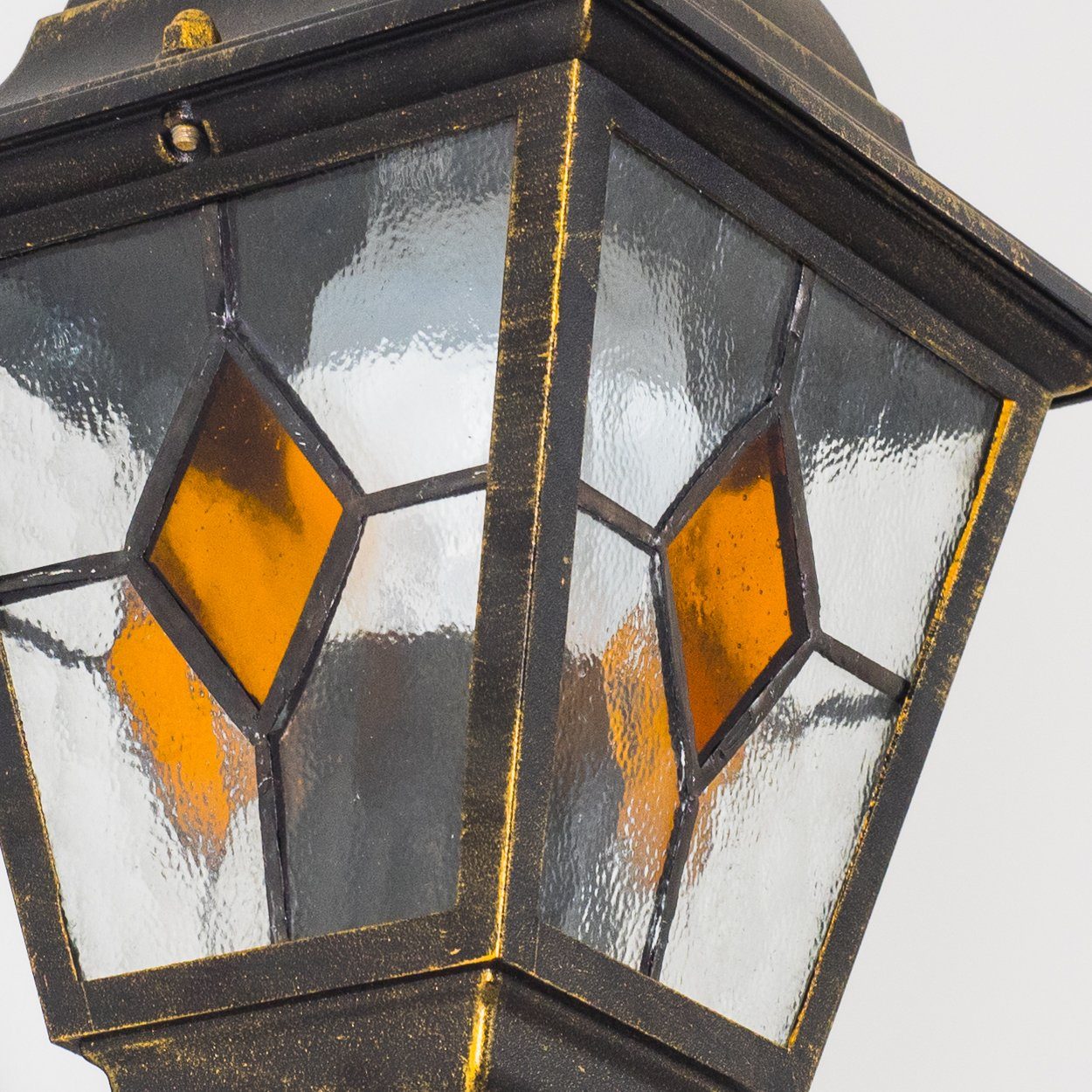 in aufwärts ohne Aluguss Klarglas-Scheiben, Außenwandlampe, hofstein Außenleuchte Leuchtmittel, E27, Braun/Gold »Tuili« m. m. Außen-Wandleuchte