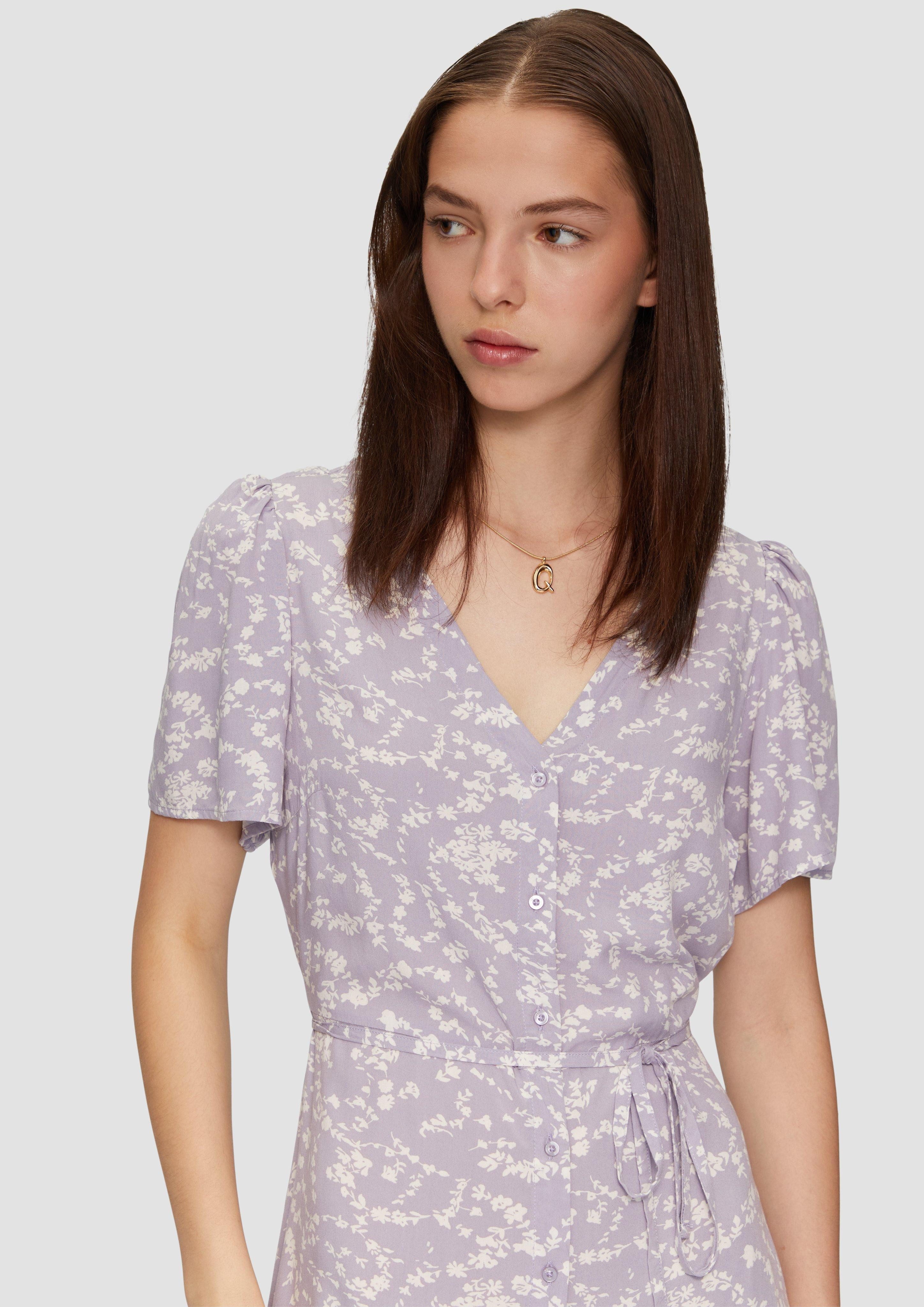 QS Minikleid Kleid aus Viskose Bindegürtel günstig online kaufen