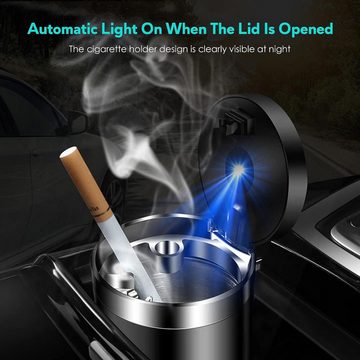 Blusmart Aschenbecher Auto LED mit Deckel, (Leicht zu reinigen, Aschenbecher mit Deckel)