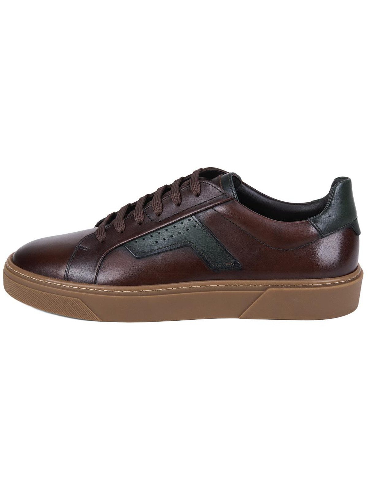 Desa DESA Herren-Schnürschuhe aus braunem Leder mit runder Zehenpartie Walkingschuh