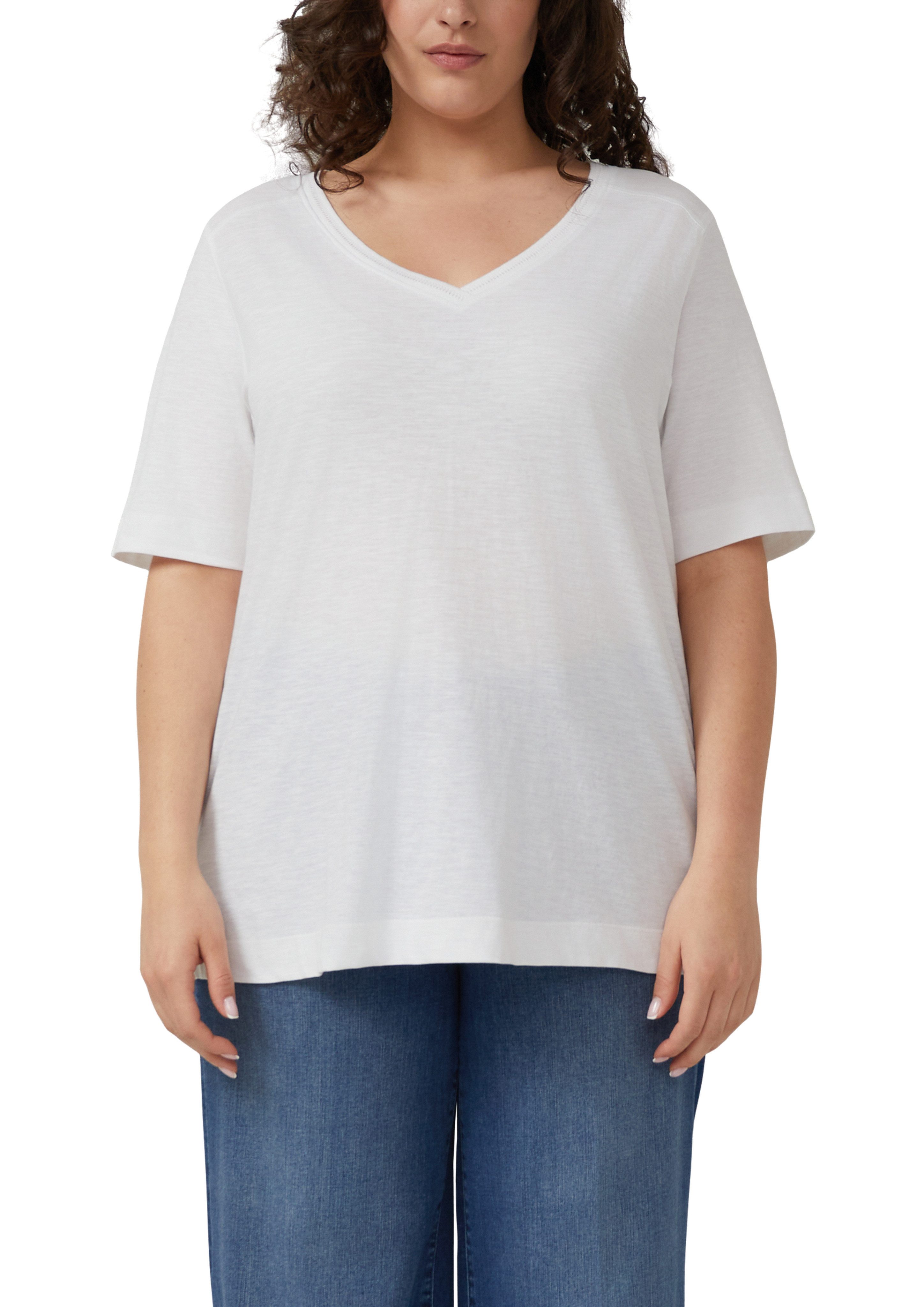 s.Oliver CURVE V-Shirt Sommershirt aus reiner Baumwolle/Große Größen